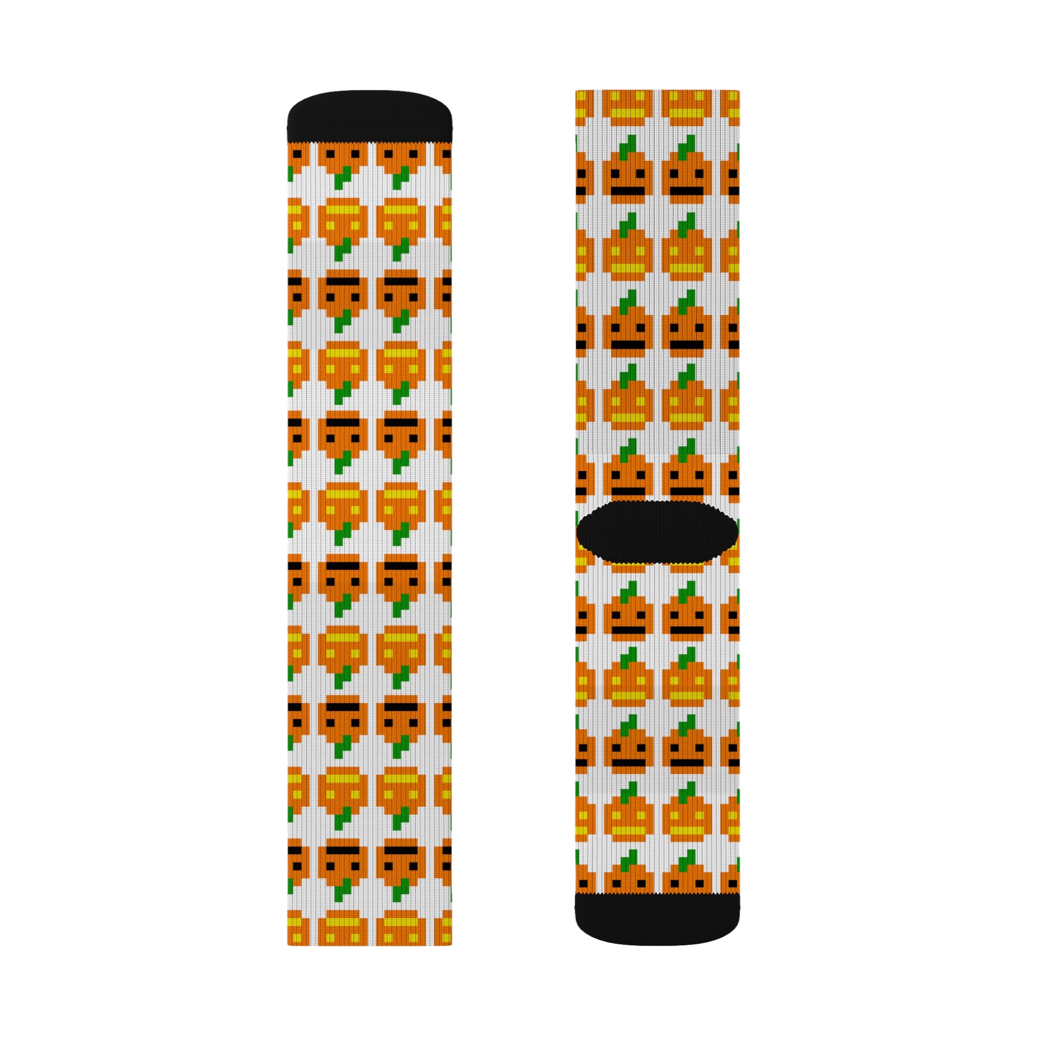Festive Pumpkin Pattern Socks, Fun Fall Fashion, Gift for Halloween, Cozy Autumn Wear, Sublimation Design Socks