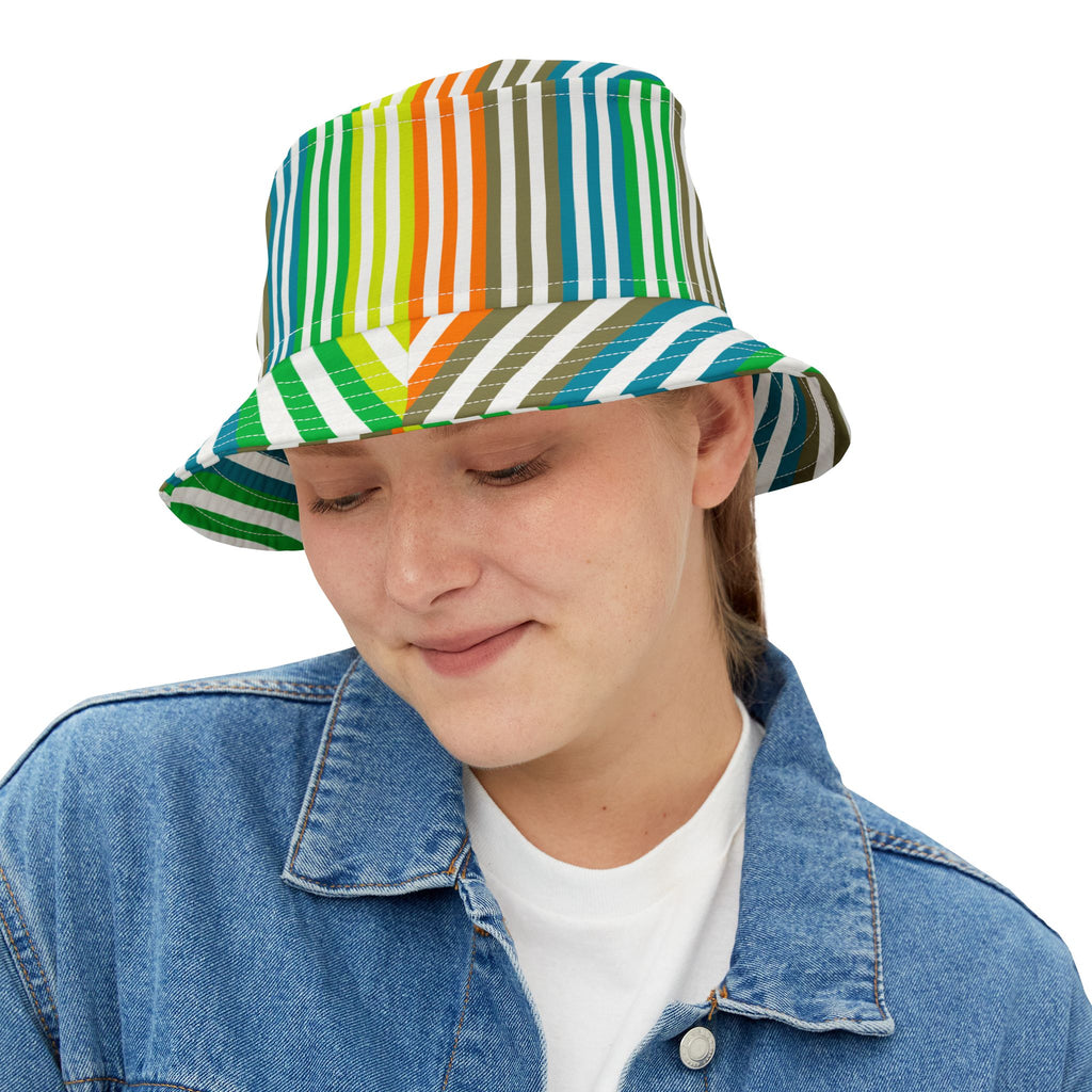 Vibrant Striped Bucket Hat, Fashionable Summer Accessory, Unisex Hat for Outdoor Adventures, Festival Headwear, Gift Idea for Nature Lovers