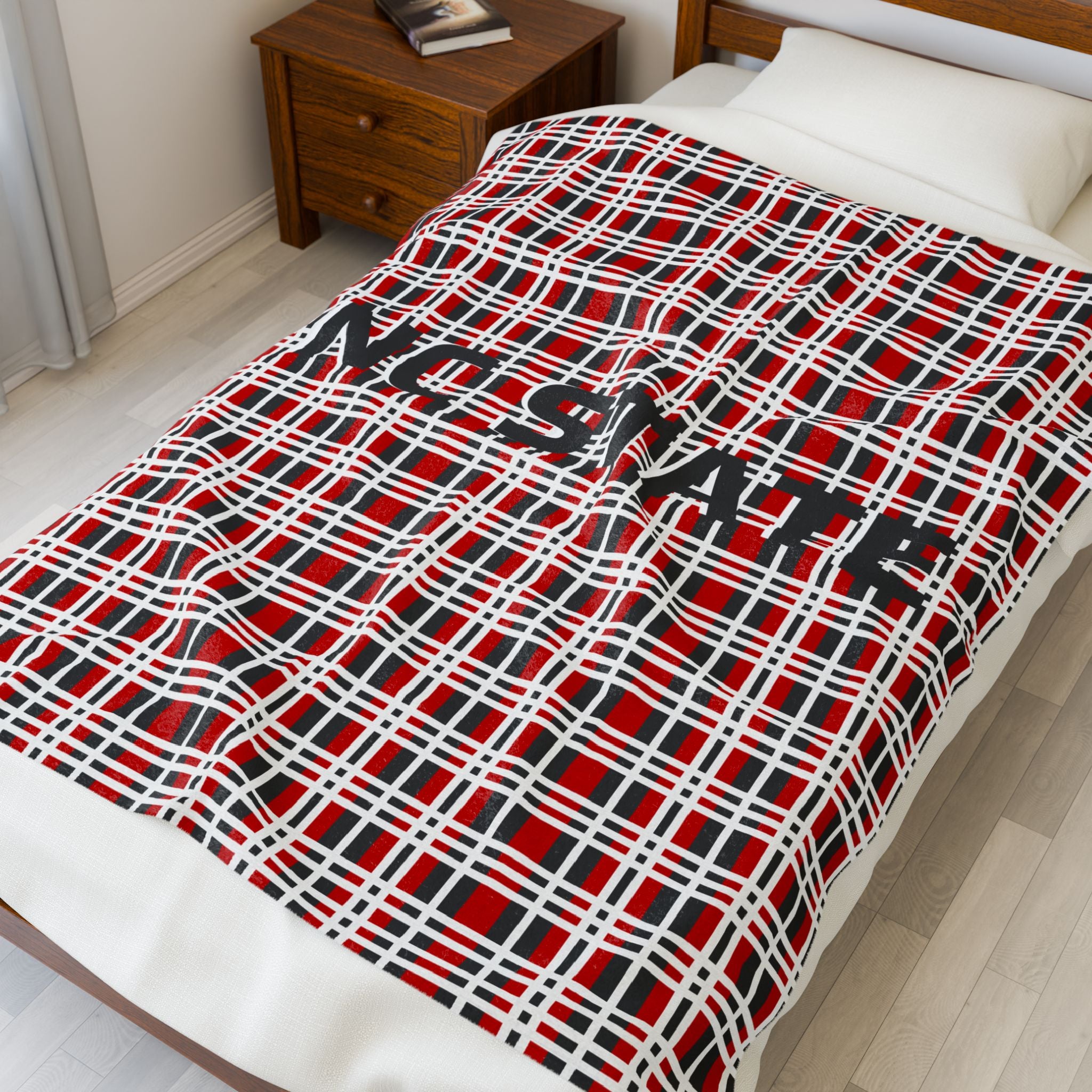 NC State Velveteen Plush Blanket, Cozy Fleece Throw, College Dorm Decor, Game Day Essential, Gift for Alumni, Student Bedding