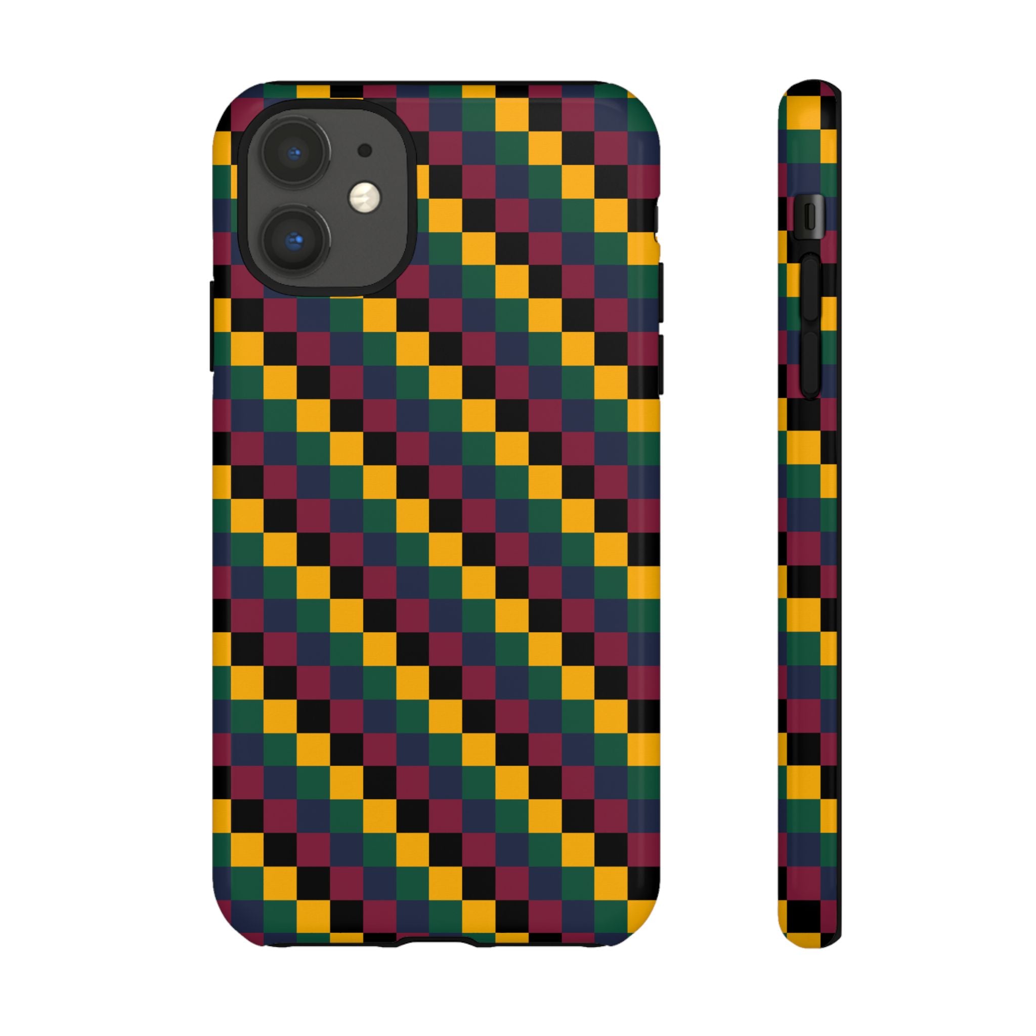 Colorful Checkered Phone Case, Tough Phone Cover, Unique Phone Accessory, Geometric Design, Gift for Tech Lovers, Stylish Protection