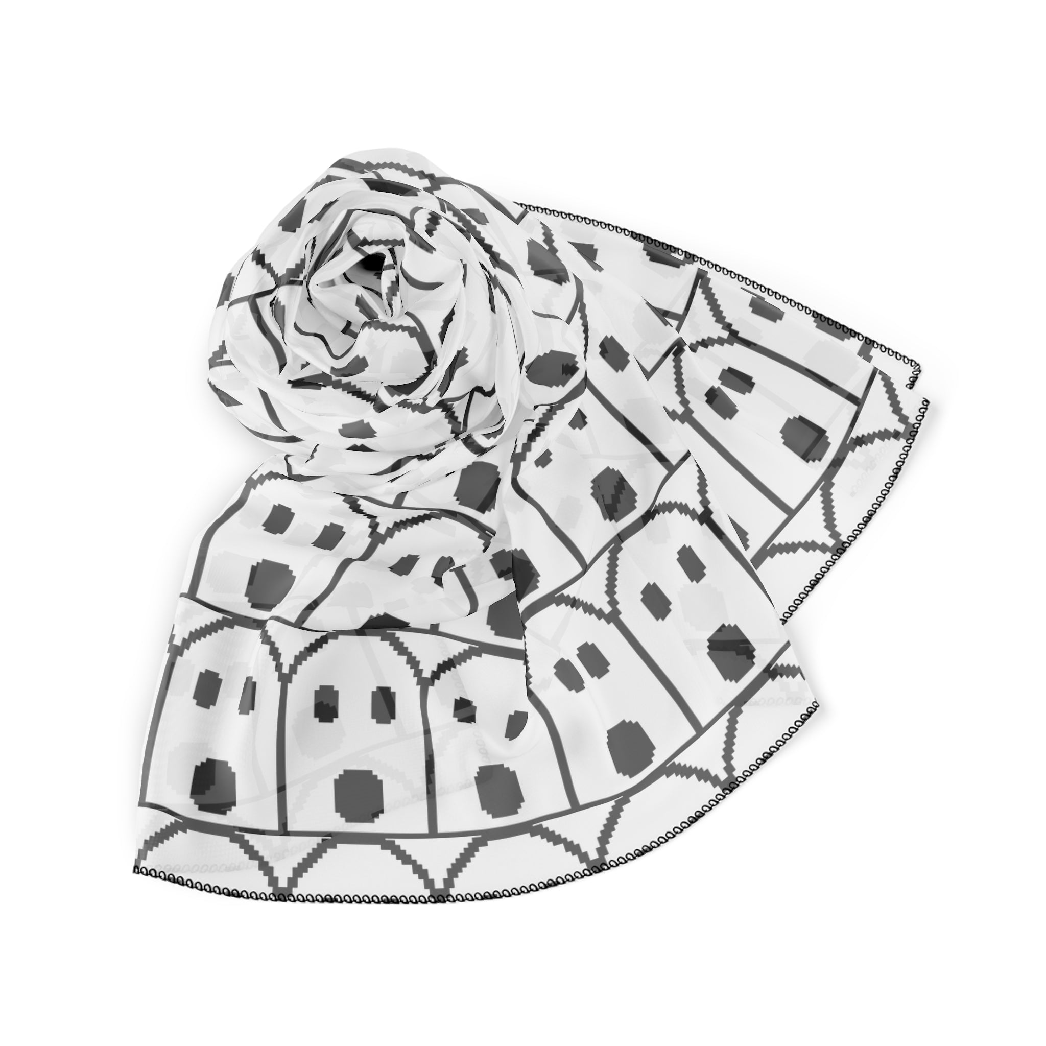 Ghost design, Charming Poly Scarf, Cozy Fashion Accessory, Stylish Gift for Her, Lightweight Neck Scarf, Everyday Wear, Trendy Wrap