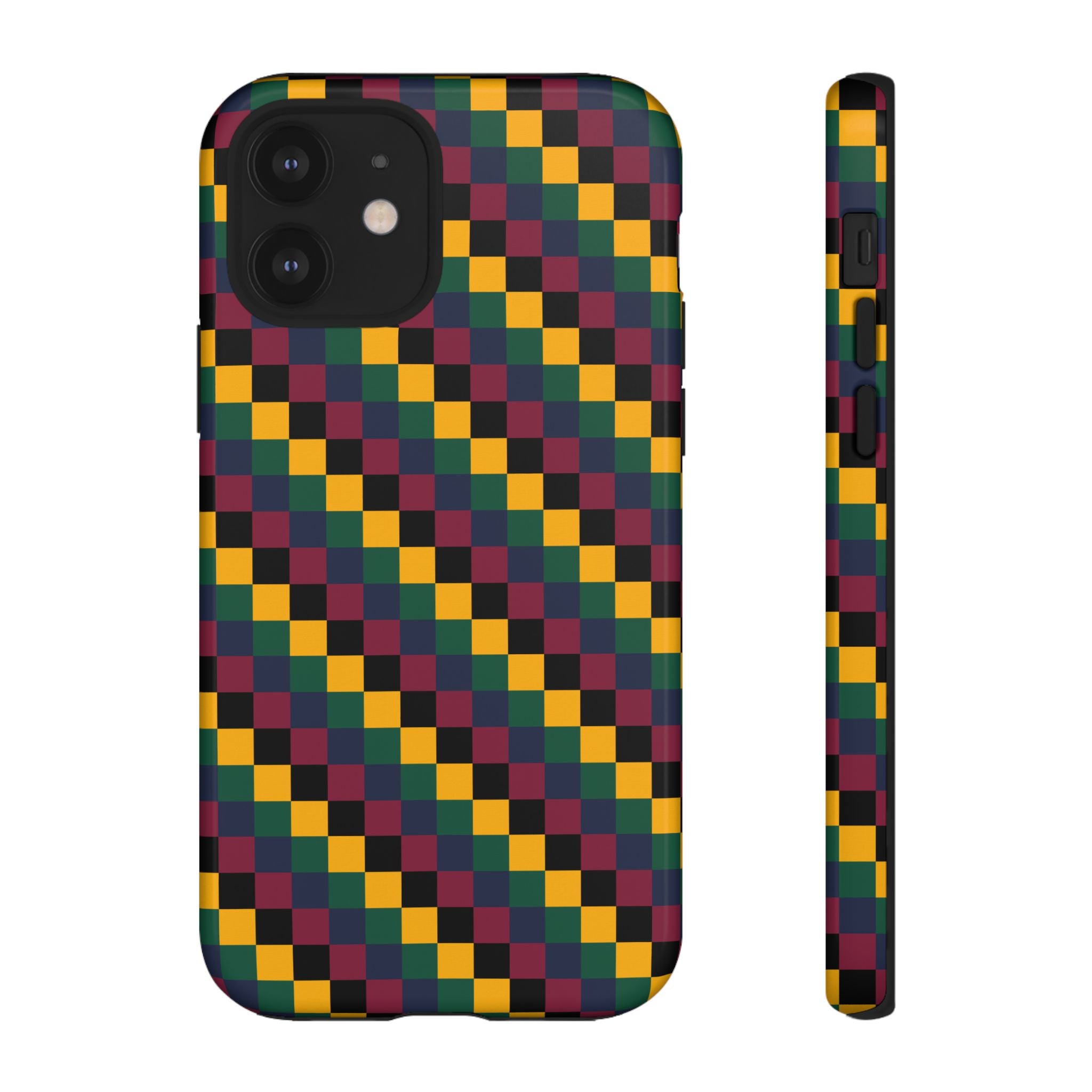Colorful Checkered Phone Case, Tough Phone Cover, Unique Phone Accessory, Geometric Design, Gift for Tech Lovers, Stylish Protection