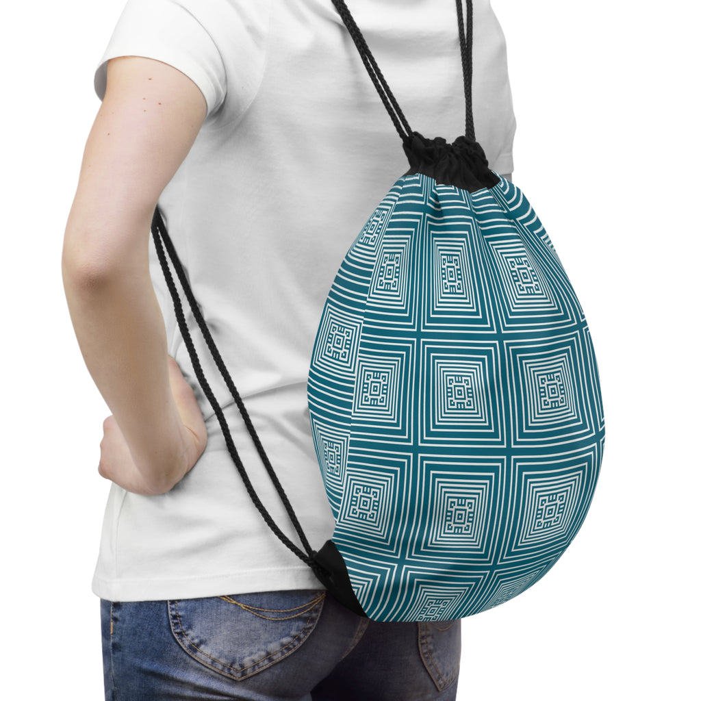 Geometric Pattern Drawstring Bag | Stylish Gym Sack, Travel Bag, Beach Tote, School Backpack, Gift for Her