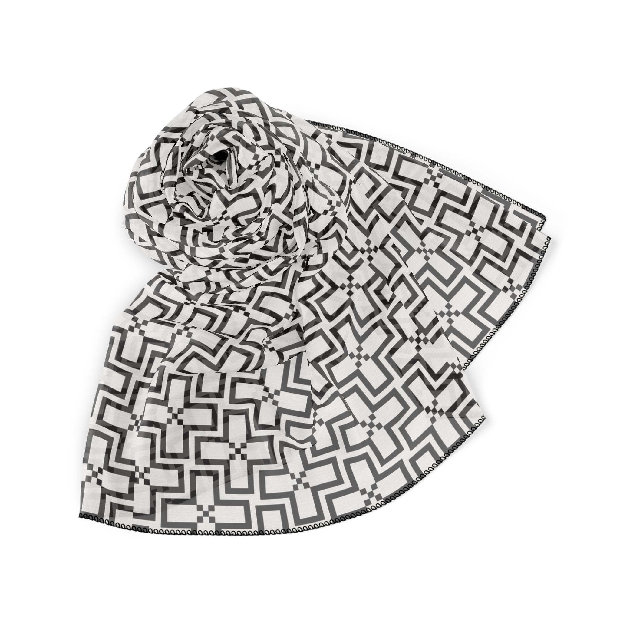 Chic Geometric Poly Scarf, Fashion Accessory, Statement Scarf, Elegant Gift, Modern Wrap, Lightweight Neckwear
