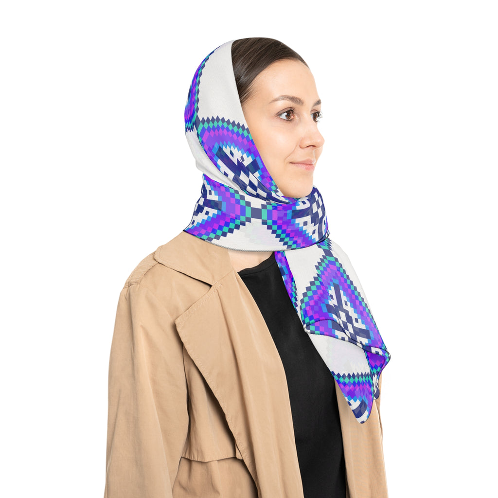 Colorful Geometric Poly Scarf, Lightweight Fashion Accessory, Gift for Her, Trendy Neck Wrap, Summer Style Statement