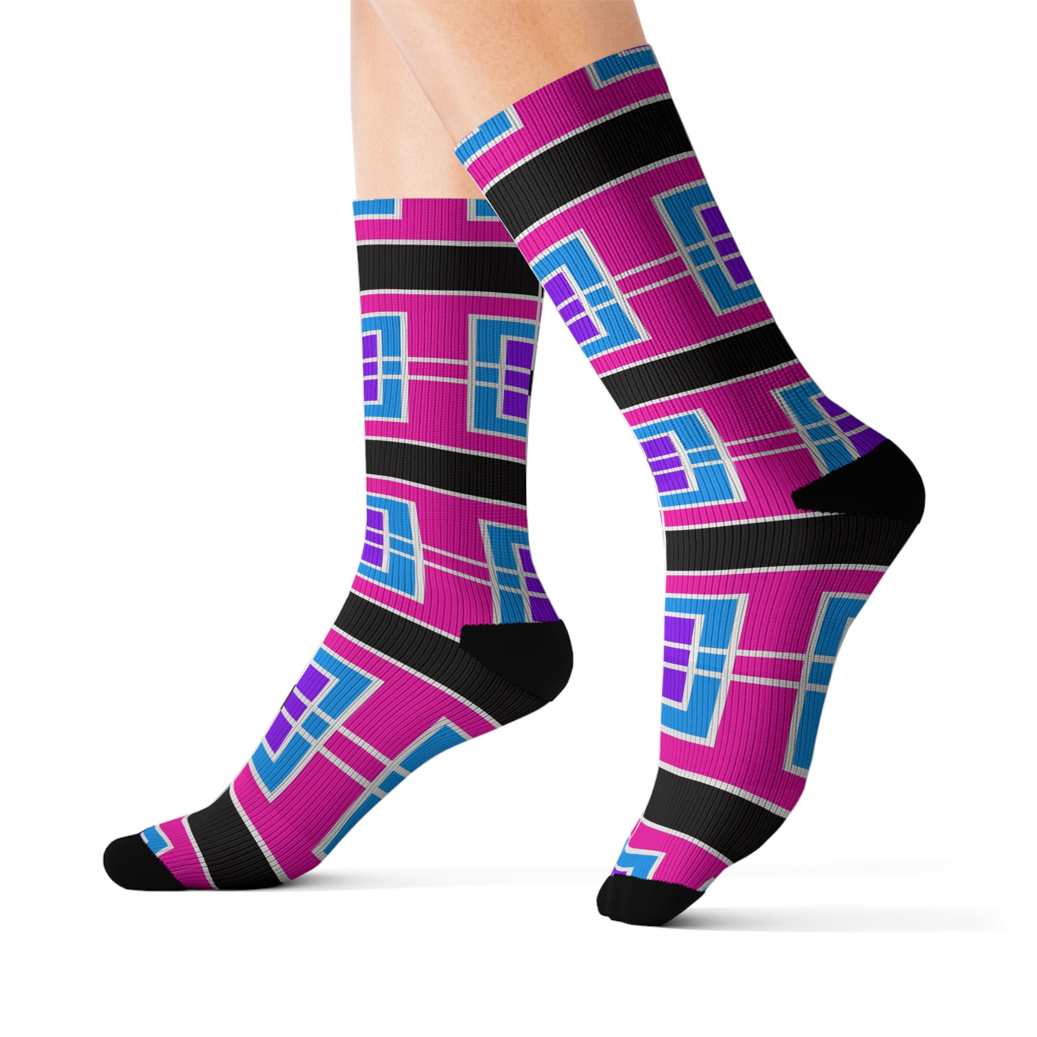 Vibrant Geometric Sublimation Socks | Colorful Gift for Fashion Lovers, Unique Style, Cozy Footwear, Perfect for Holidays