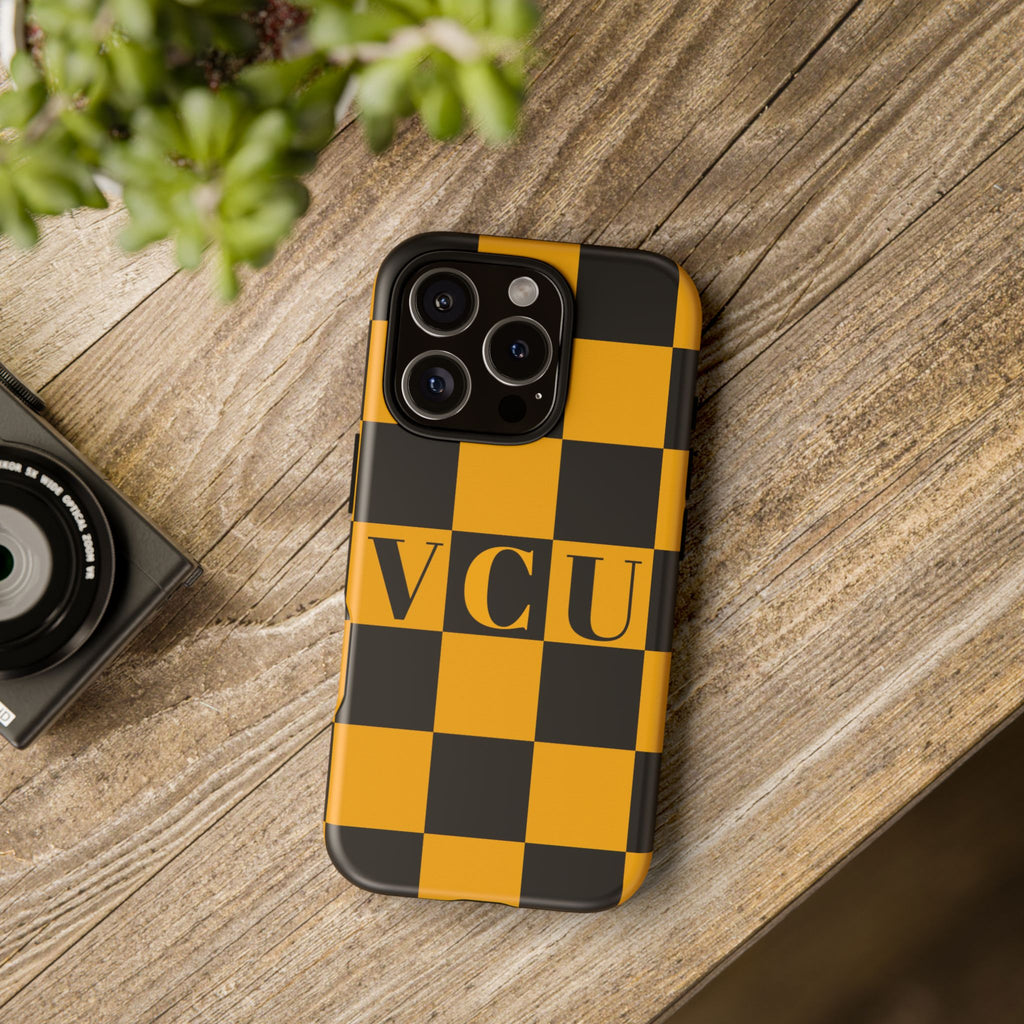 VCU Checkered Phone Case, Tough Cases for VCU Fans, College Student Gear, Sports Team Accessory, Unique Gift Idea