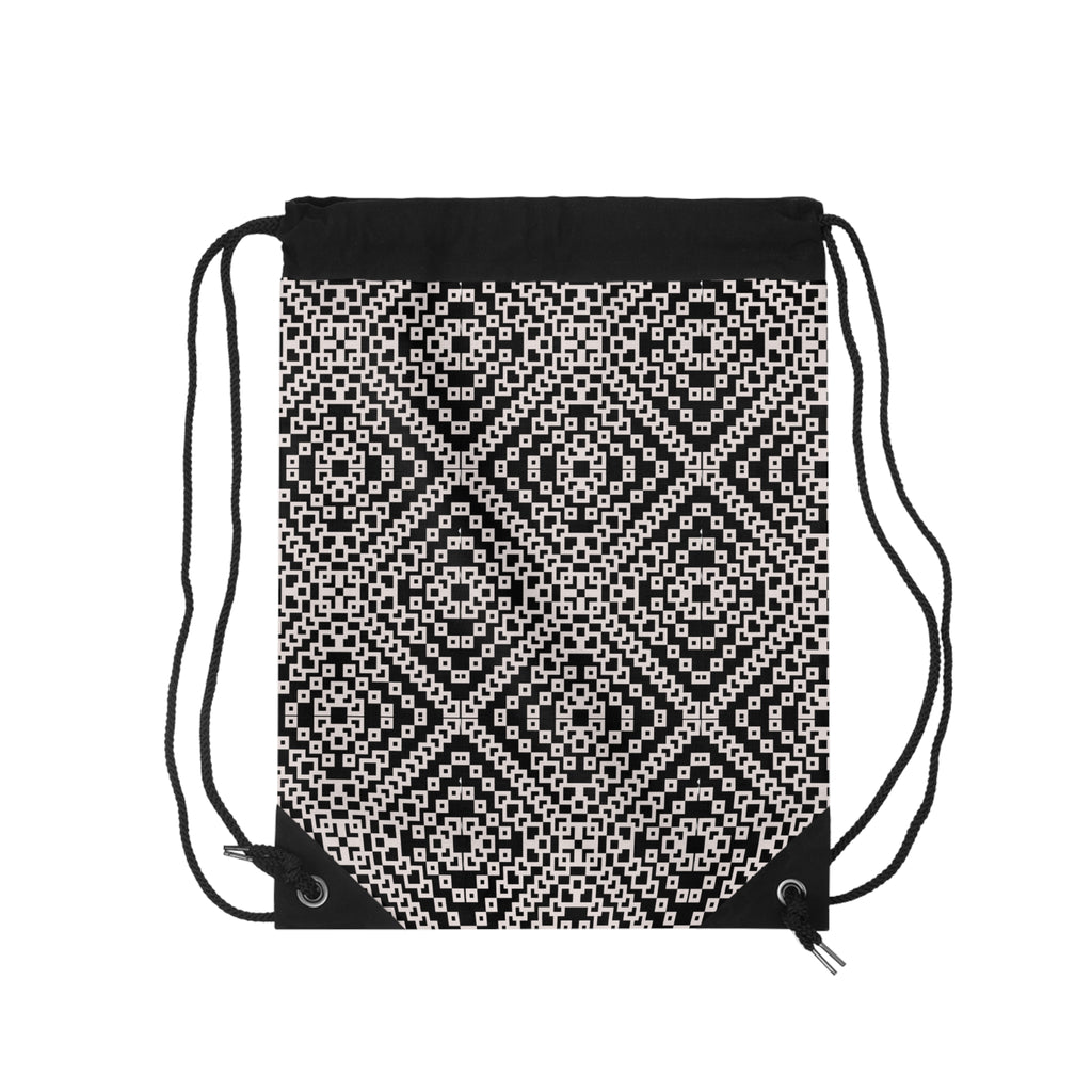 Chic Geometric Drawstring Bag, Stylish Gym Sack, Modern Tote, Ethnic Pattern Backpack, Trendy Travel Storage