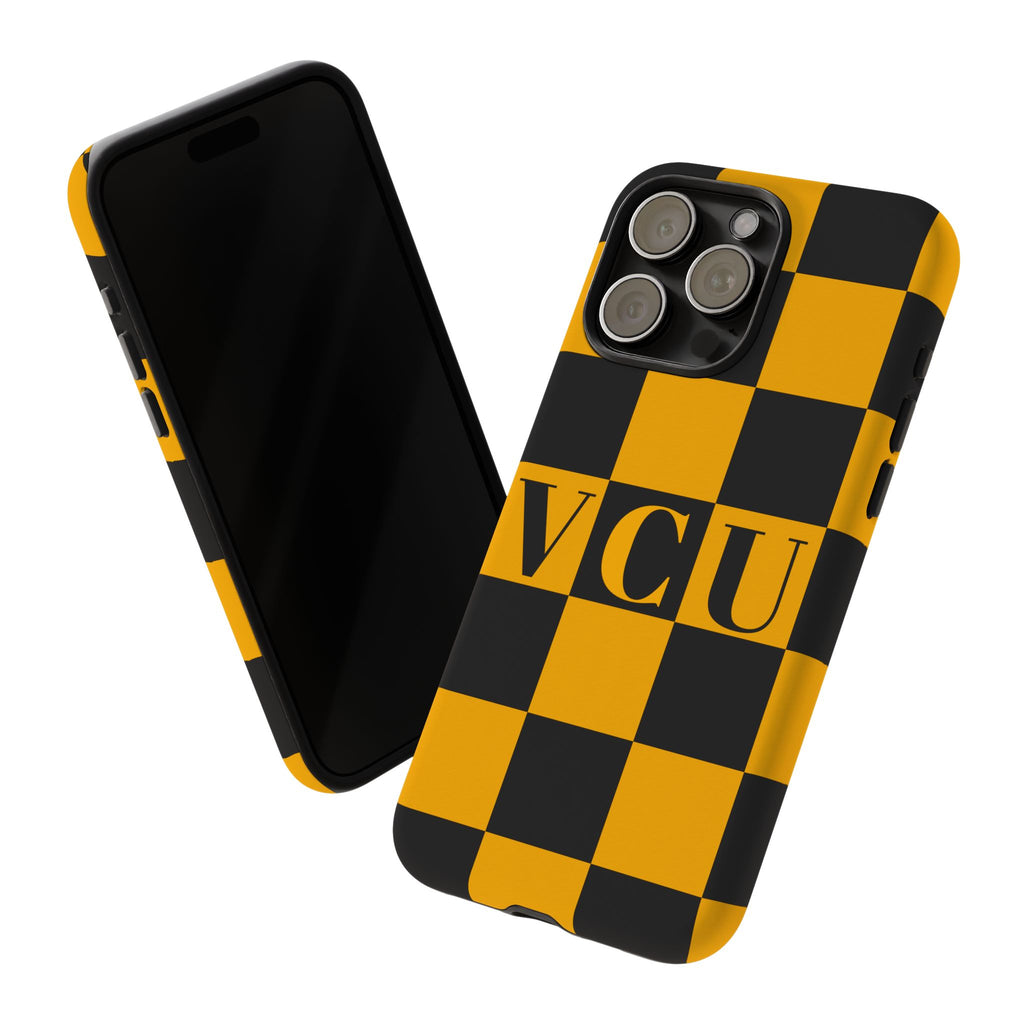 VCU Checkered Phone Case, Tough Cases for VCU Fans, College Student Gear, Sports Team Accessory, Unique Gift Idea