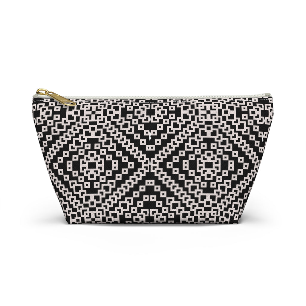 Stylish Geometric Accessory Pouch | Makeup Bag, Travel Organizer, Gift for Her, Chic Storage, Black and White Clutch