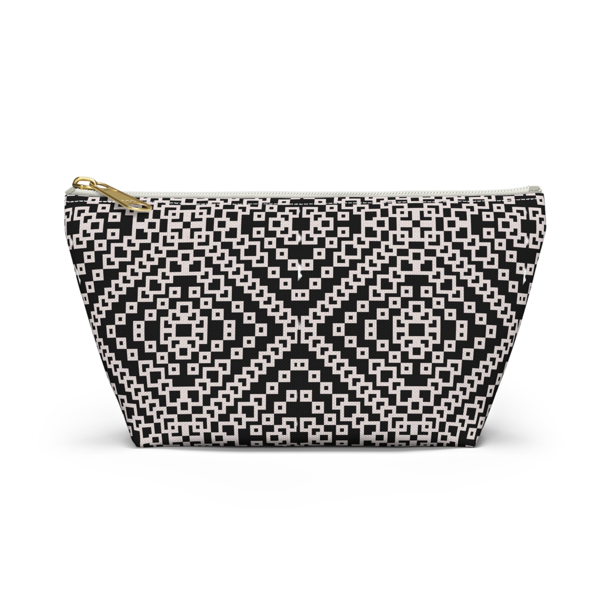 Stylish Geometric Accessory Pouch | Makeup Bag, Travel Organizer, Gift for Her, Chic Storage, Black and White Clutch