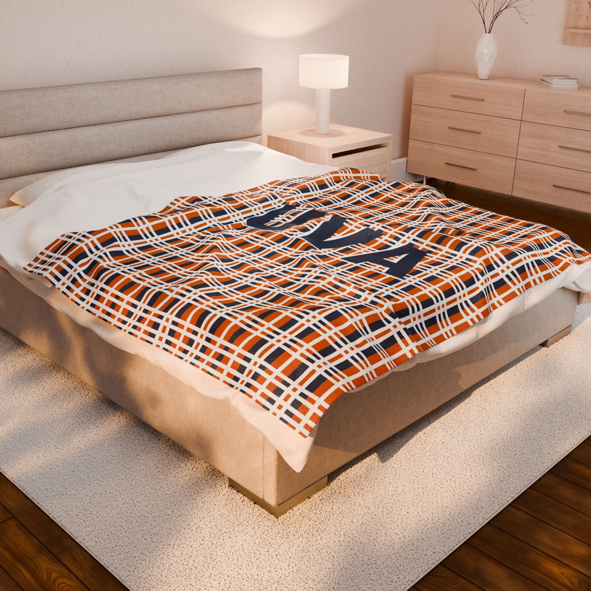 Cozy UVA Plaid Plush Blanket | Soft Throw for Home, Gifts, Sports Events, College, Winter Decor, Souvenir