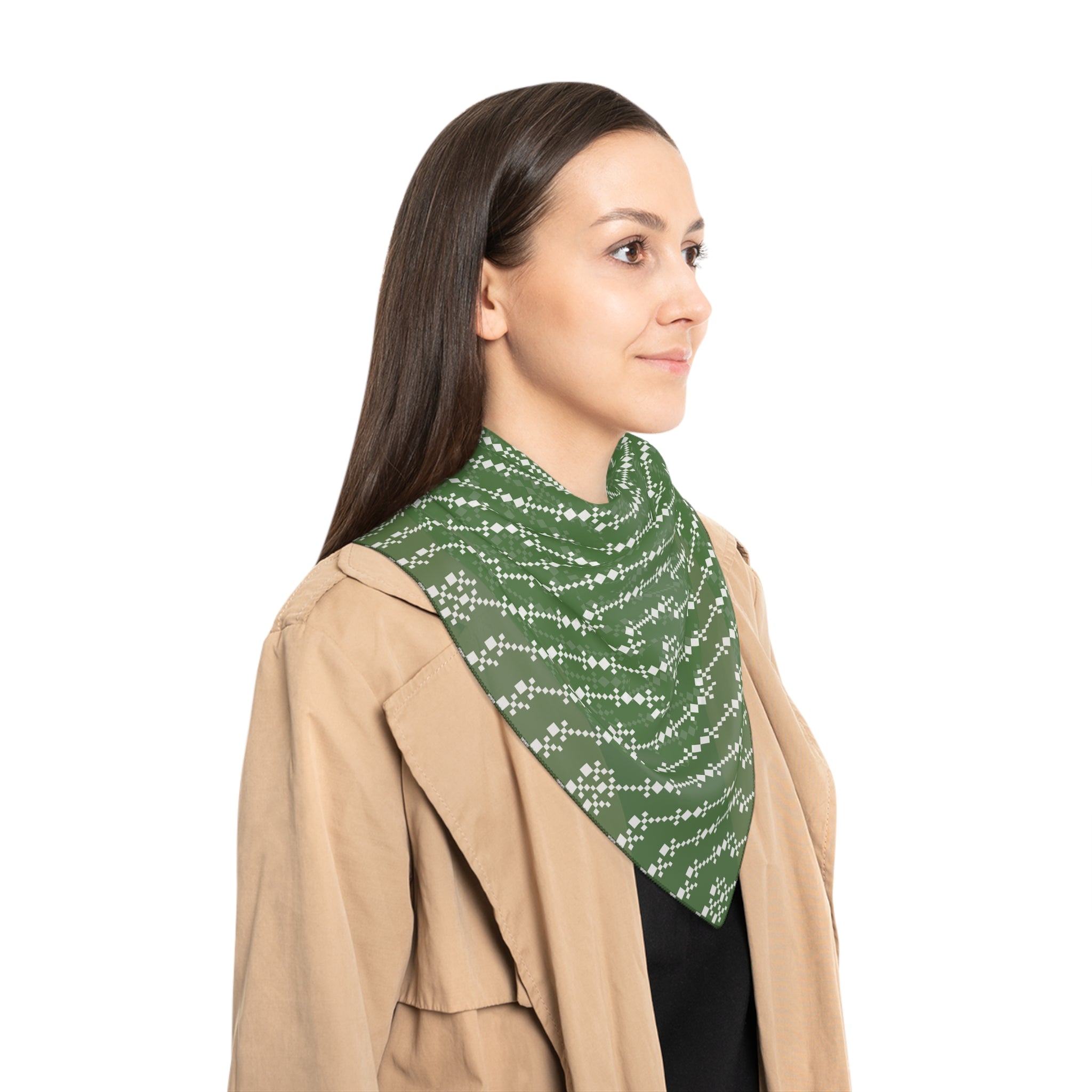 Stylish Poly Scarf, Trendy Green Scarf, Lightweight Fashion Accessory, Gift for Her, Bohemian Chic