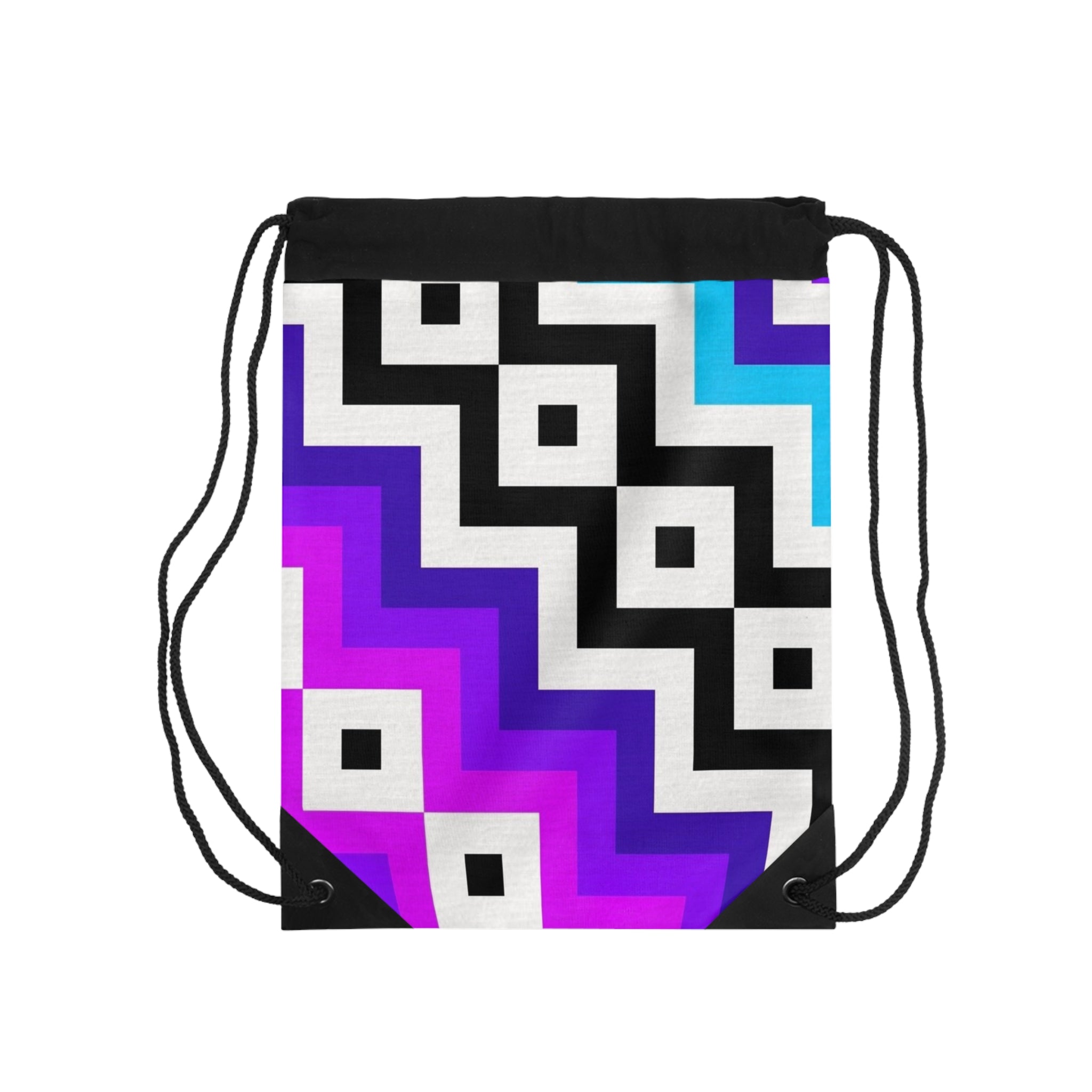 Colorful Geometric Pattern Drawstring Bag | Stylish Gym Bag, Backpack, Beach Bag, Trendy Tote, Travel Accessory