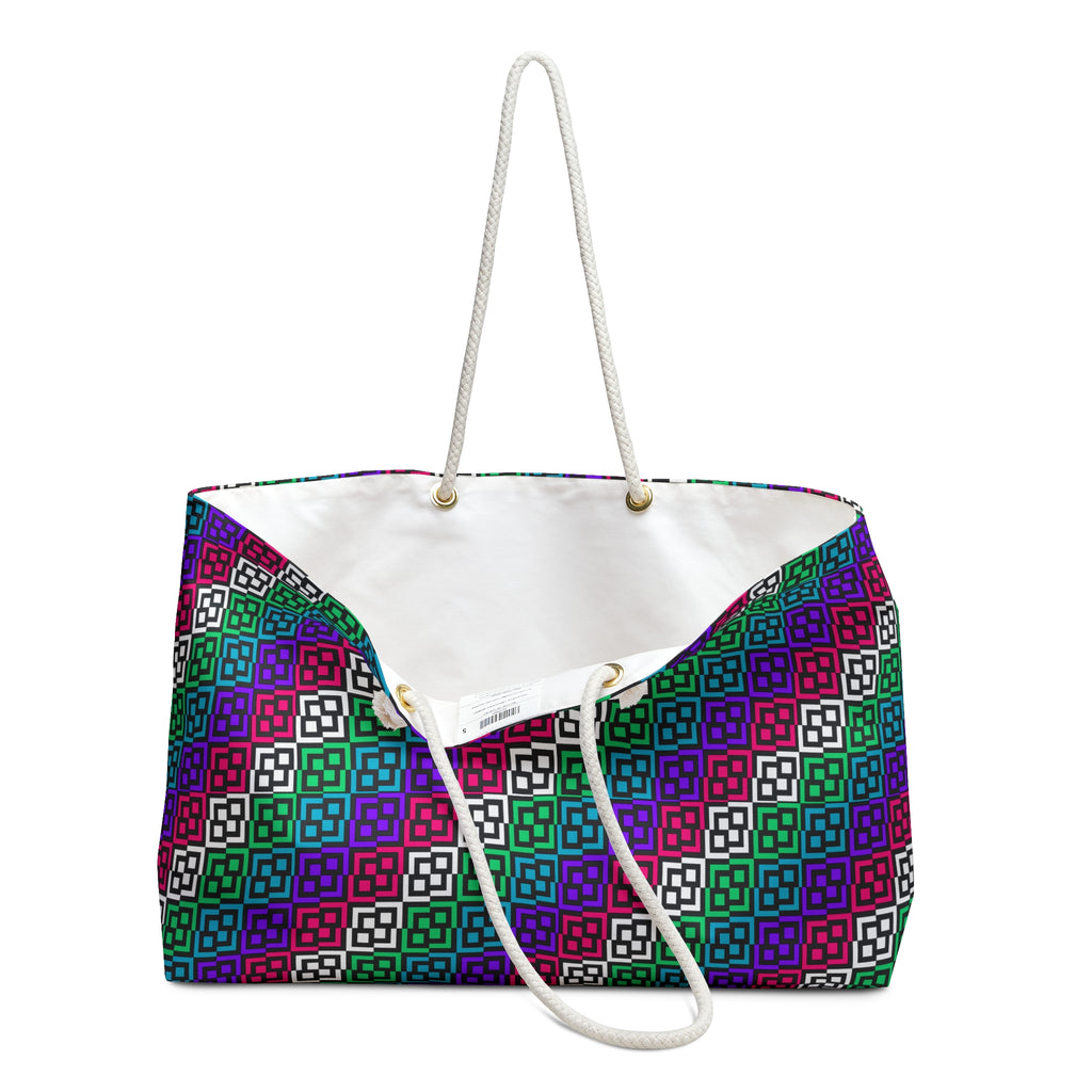 Colorful Geometric Weekender Bag - Travel Tote, Weekend Getaway Bag, Fun Patterned Carryall, Pool Bag, Stylish Gym Tote