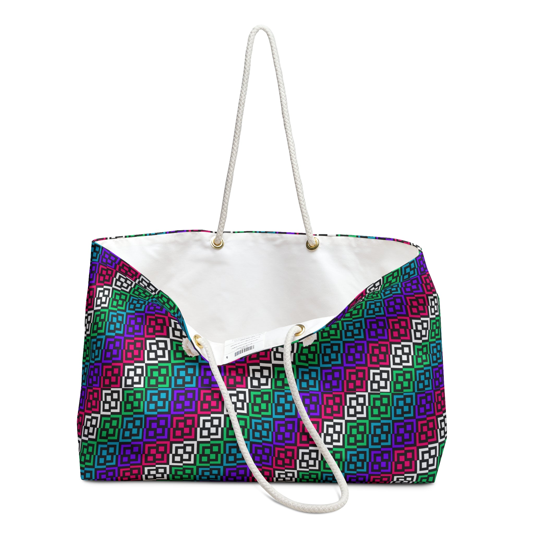 Colorful Geometric Weekender Bag - Travel Tote, Weekend Getaway Bag, Fun Patterned Carryall, Pool Bag, Stylish Gym Tote