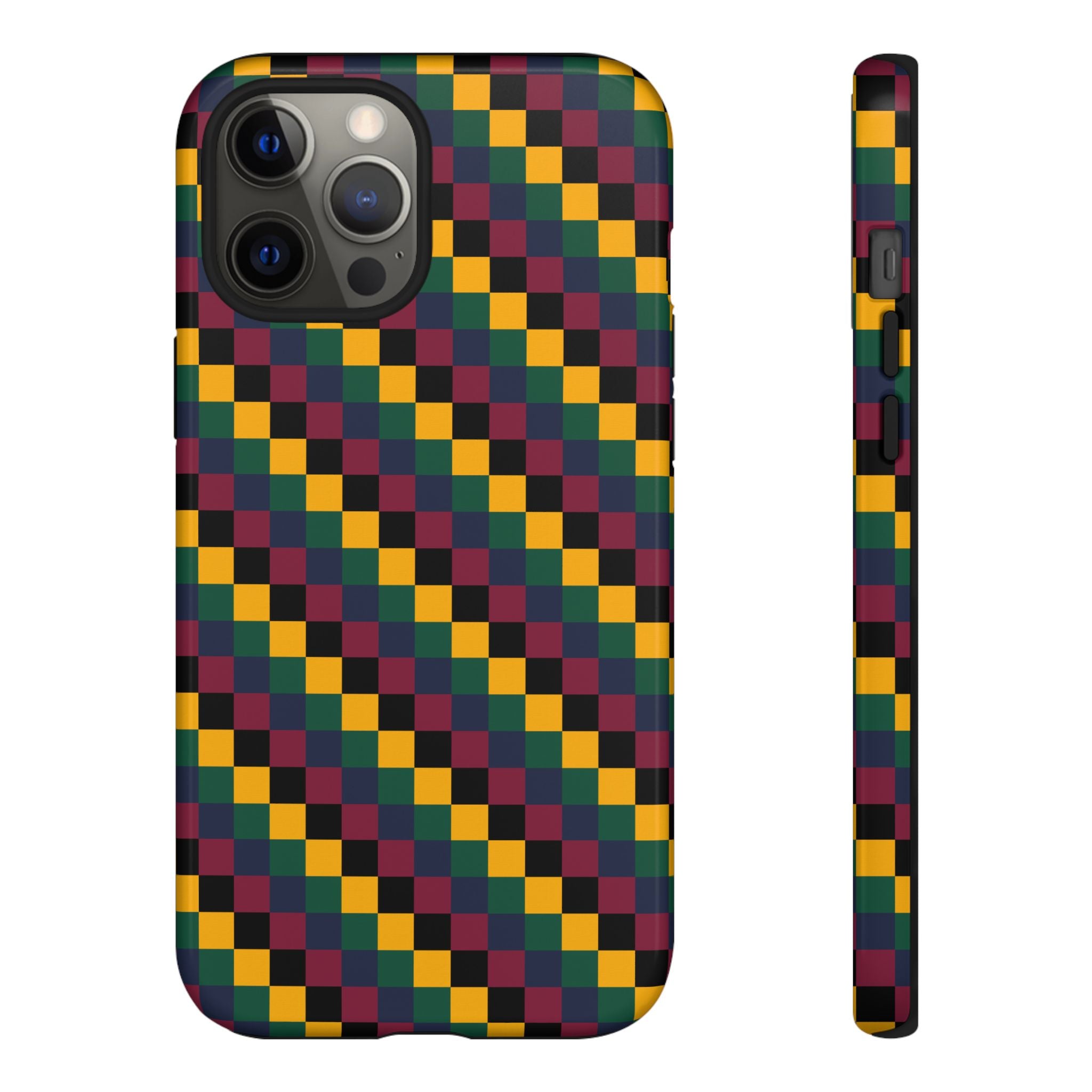 Colorful Checkered Phone Case, Tough Phone Cover, Unique Phone Accessory, Geometric Design, Gift for Tech Lovers, Stylish Protection