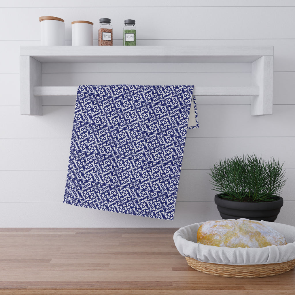 Stylish Cotton Tea Towels, Decorative Kitchen Towels, Home Decor, Gift for Hostess, Kitchen Accessories, Blue Pattern