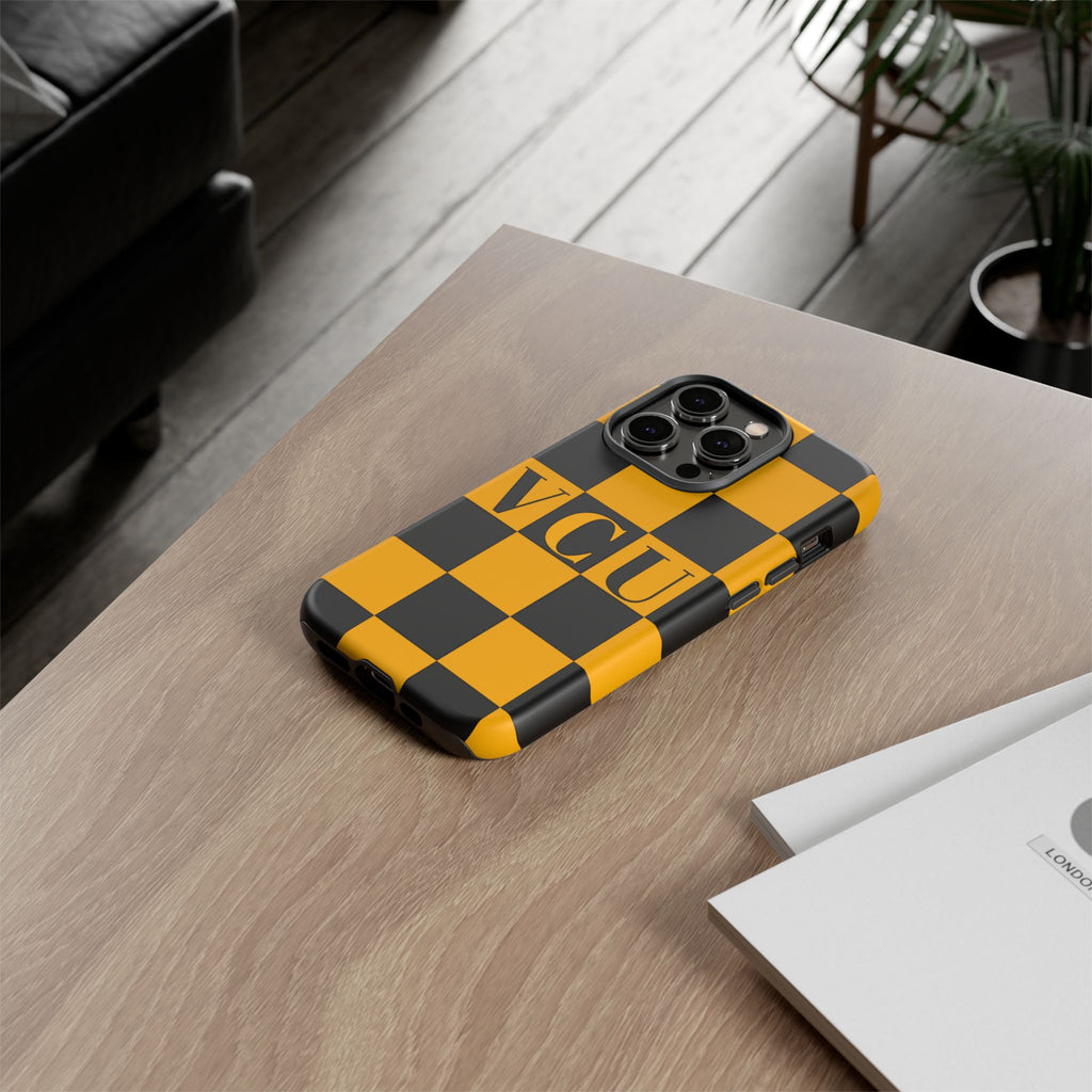 VCU Checkered Phone Case, Tough Cases for VCU Fans, College Student Gear, Sports Team Accessory, Unique Gift Idea