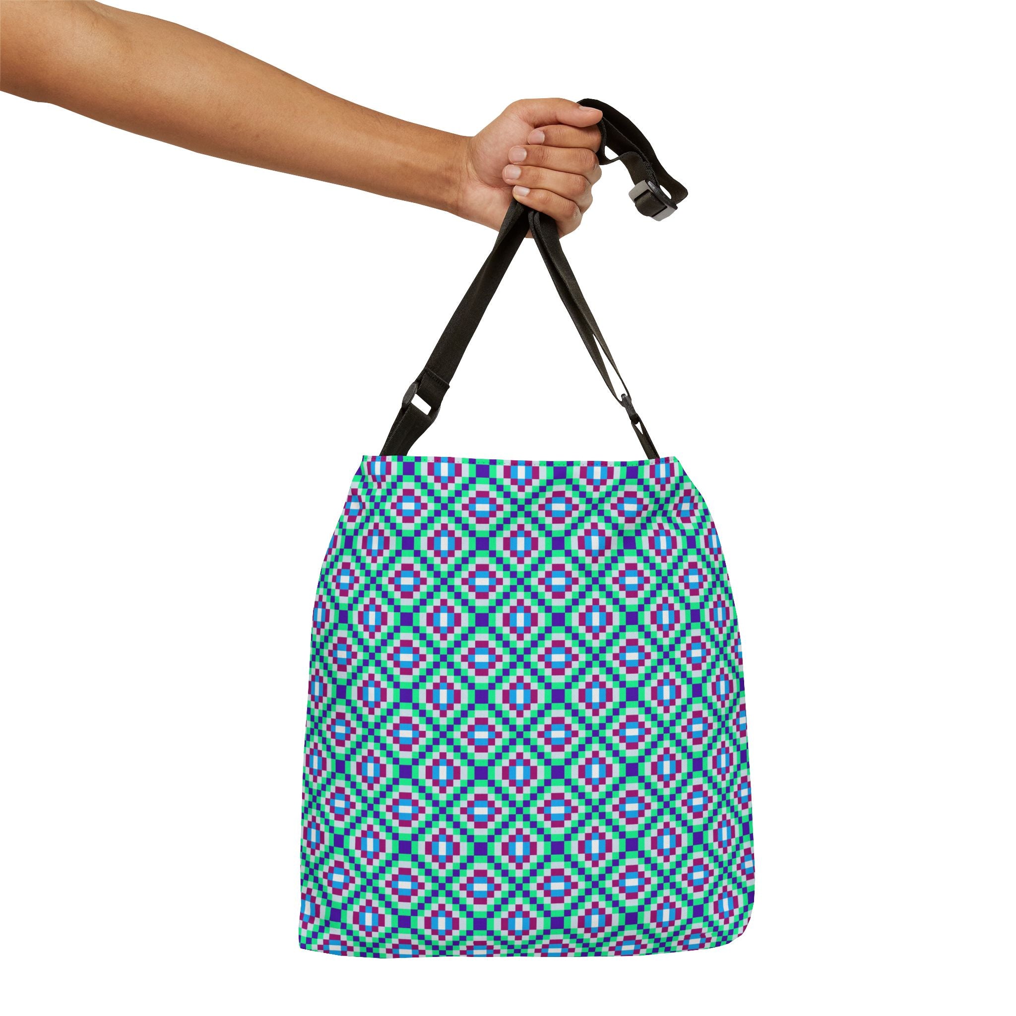 Colorful Geometric Adjustable Tote Bag, Reusable Shopping Bag, Eco-Friendly, Unique Gift, Everyday Use, Stylish Carryall