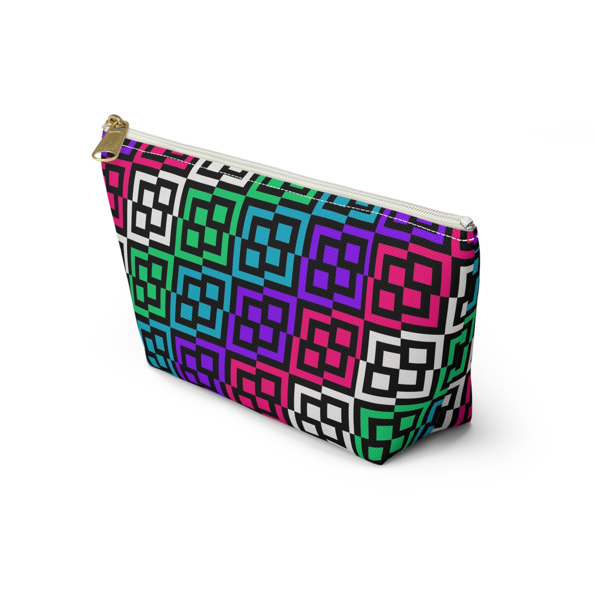 Colorful Geometric Accessory Pouch, Cosmetic Bag, Travel Organizer, Gift for Her, Fun Storage Solution