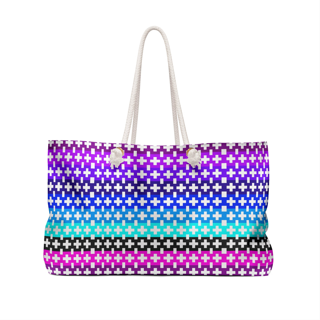Vibrant Geometric Pattern Weekender Bag | Perfect for Travel, Beach, Gym, Gifts, Festivals