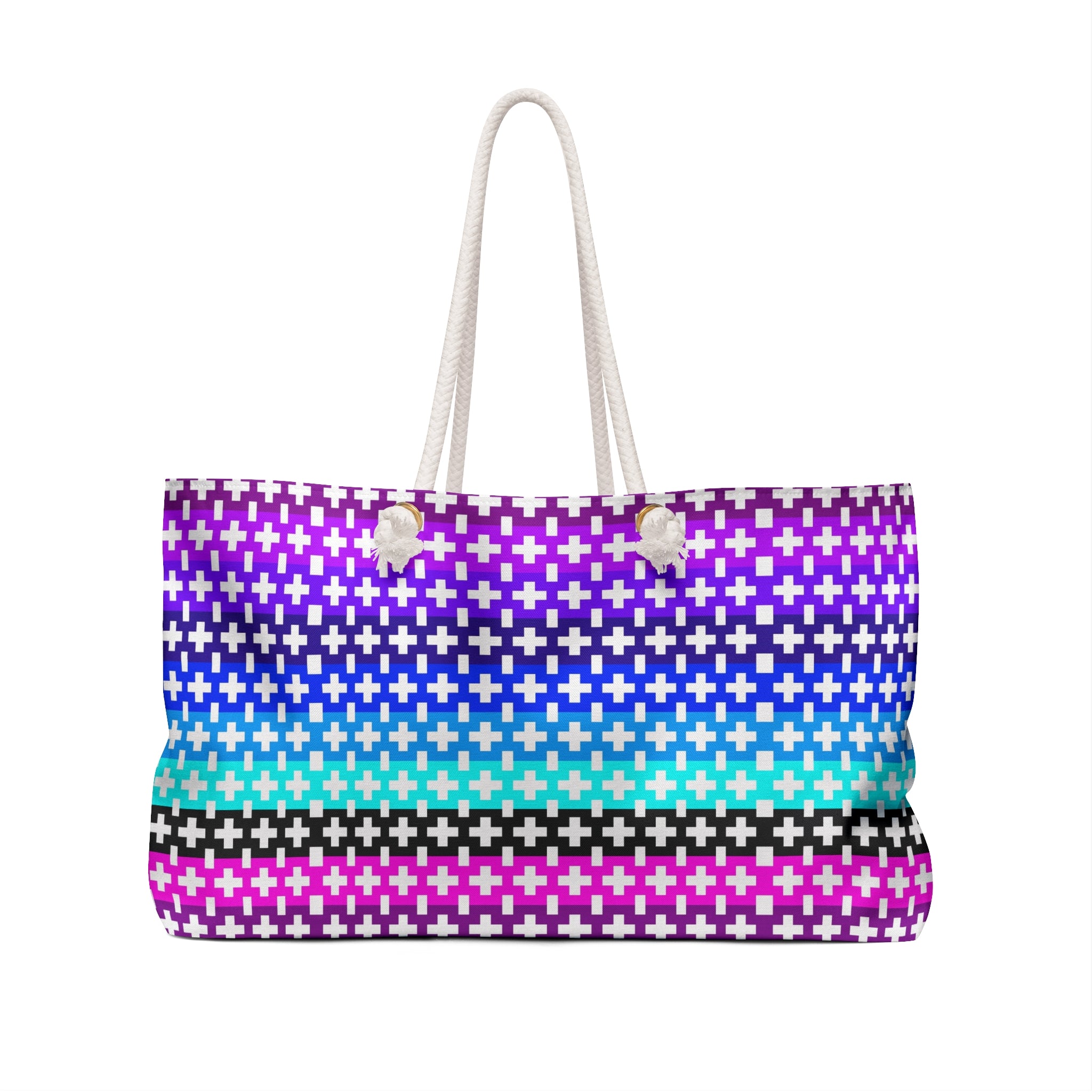 Vibrant Geometric Pattern Weekender Bag | Perfect for Travel, Beach, Gym, Gifts, Festivals