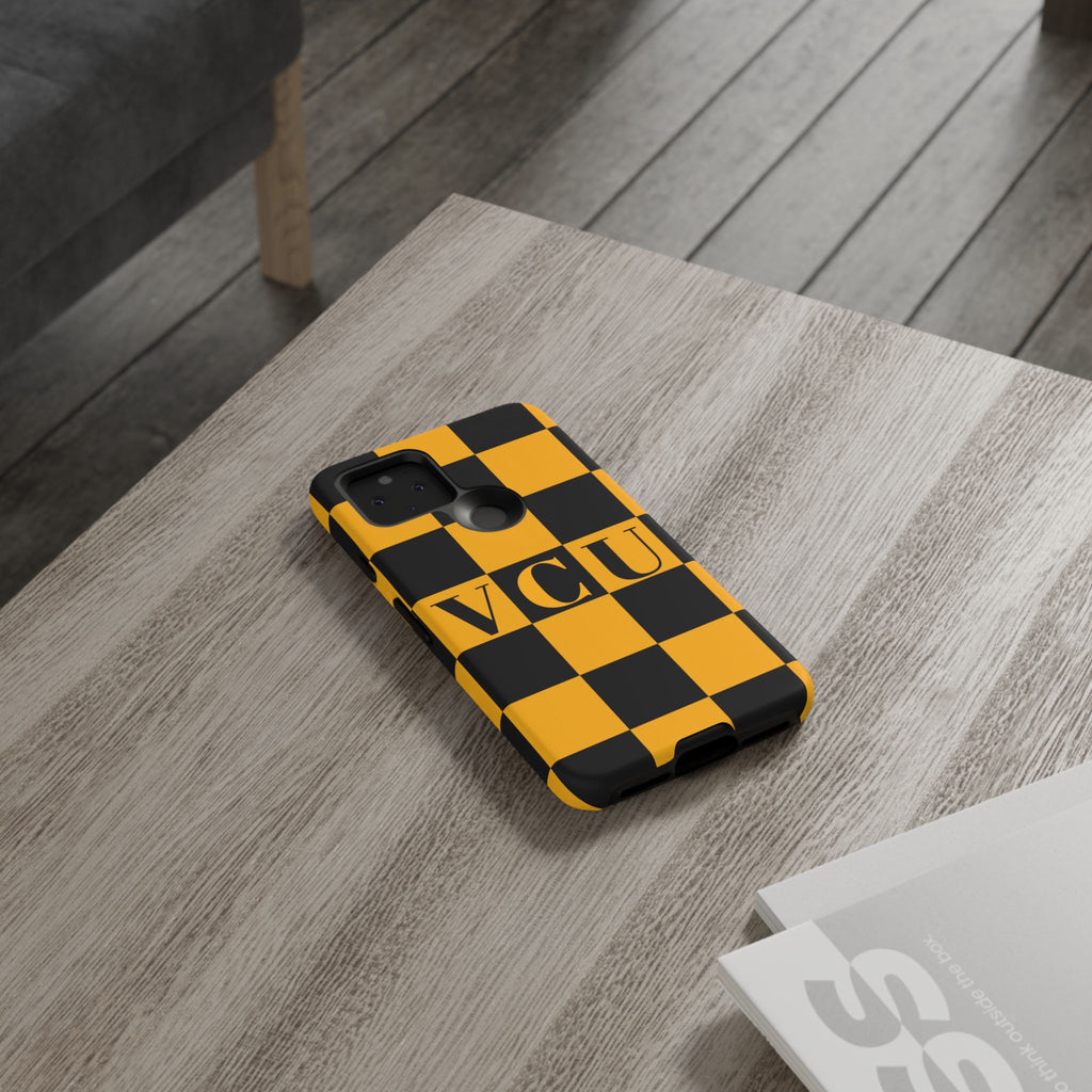 VCU Checkered Phone Case, Tough Cases for VCU Fans, College Student Gear, Sports Team Accessory, Unique Gift Idea