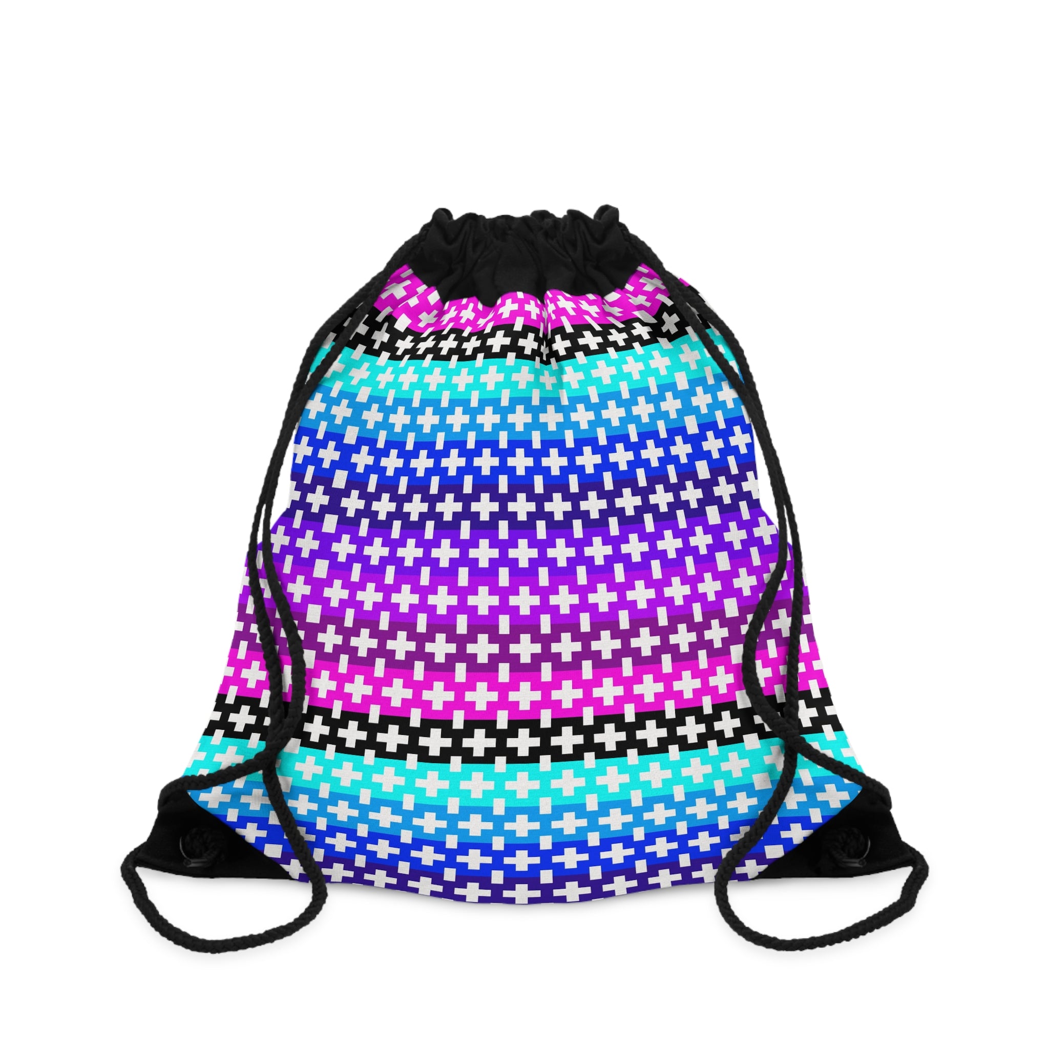 Vibrant Geometric Drawstring Bag, Colorful Gym Sack, Stylish Beach Bag, Unique Gift for Teens, Festival Accessory, Everyday Use