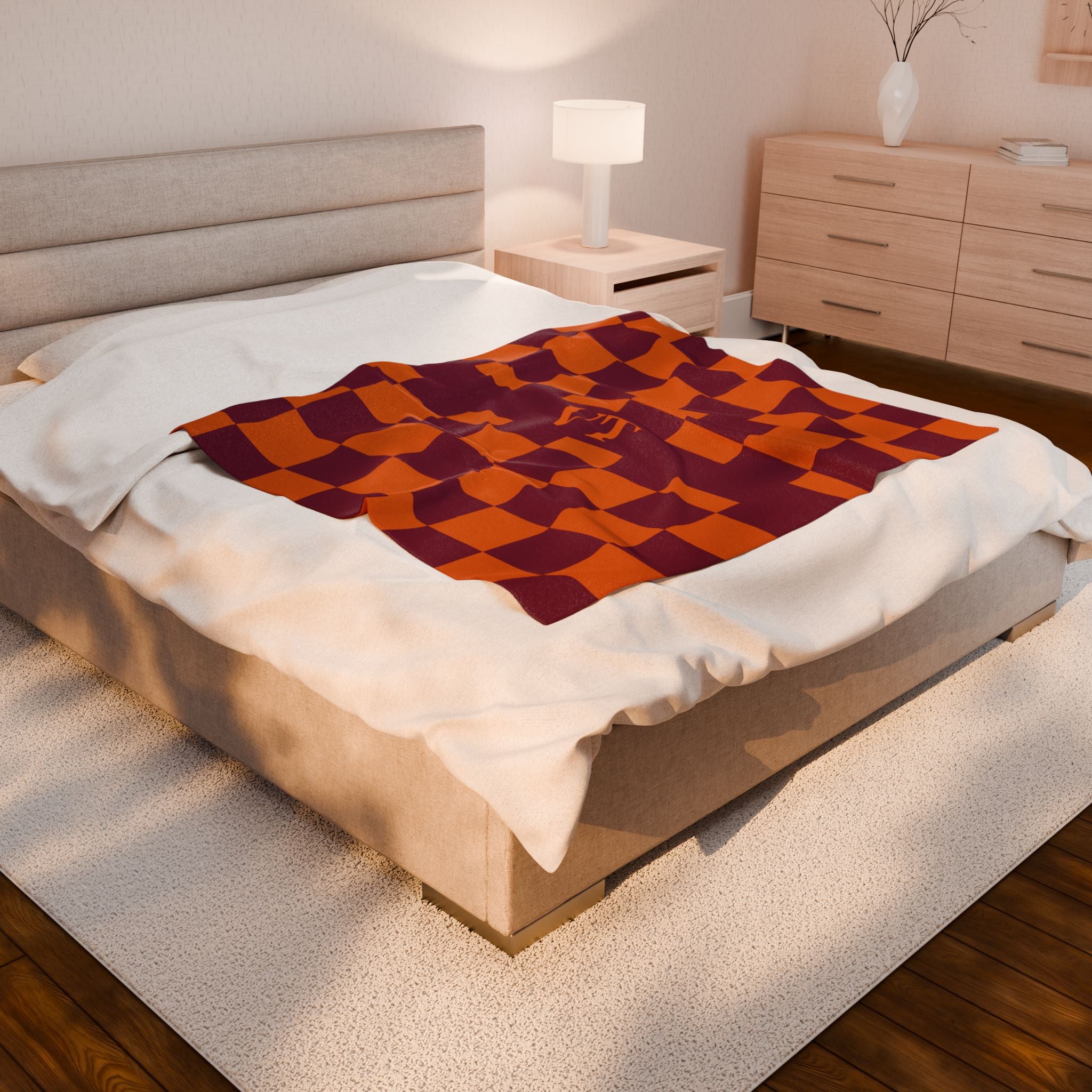 Cozy Velveteen Plush Blanket Featuring Checkerboard Design, Soft Throw, Gift for Home, Fall Decor, Cozy Nights, Special Occasions