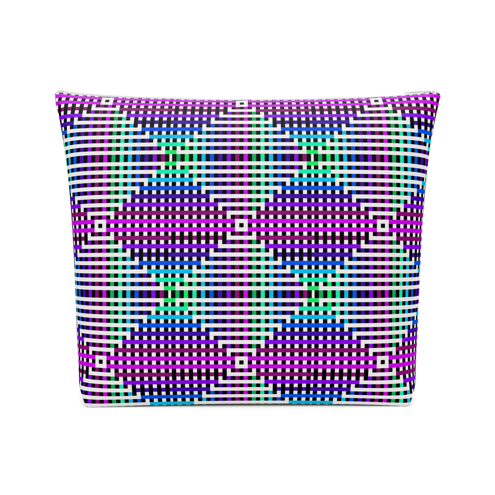 Vibrant Geometric Cosmetic Bag | Makeup Organizer, Travel Bag, Gift for Her, Toiletry Pouch, Purple Pattern