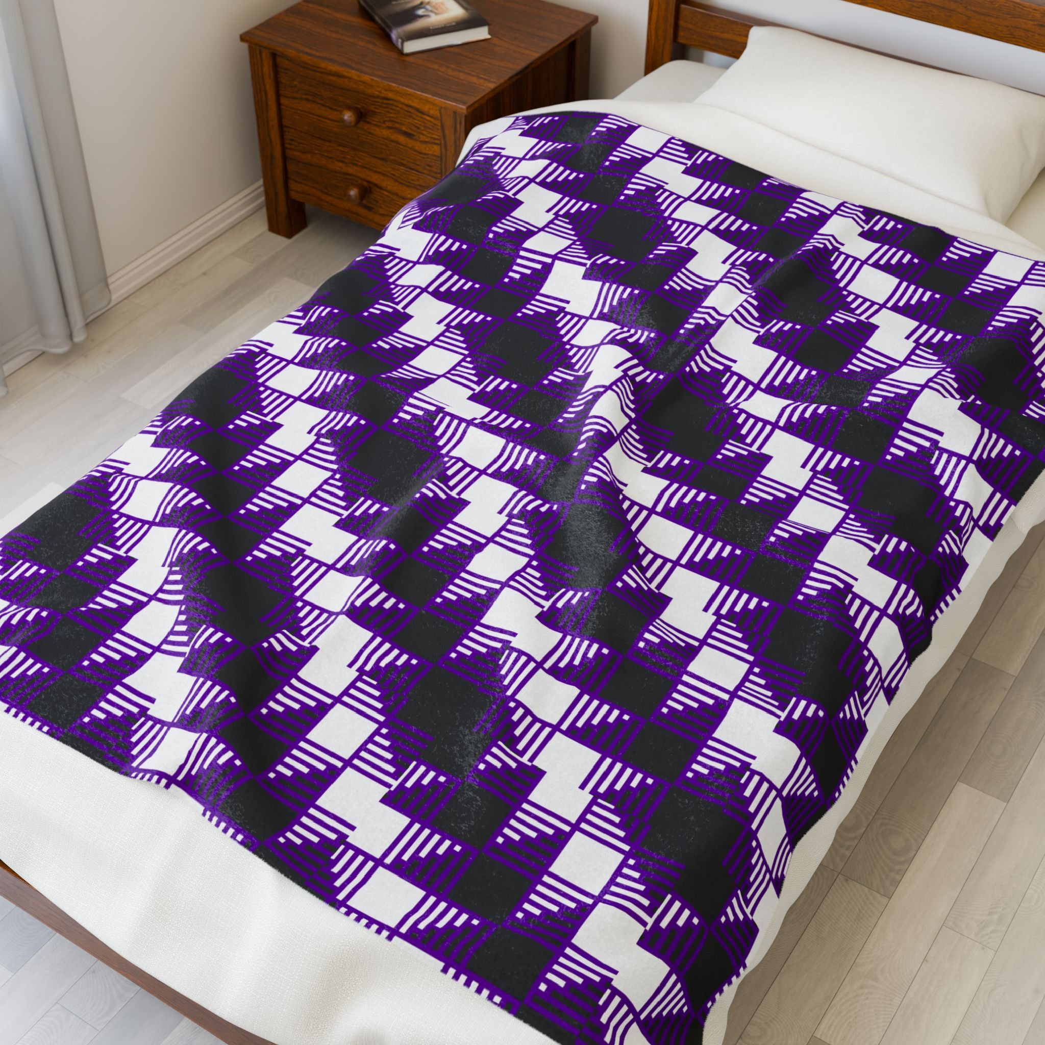 Cozy Abstract Pattern Velveteen Plush Blanket, Home Decor Throw, Warm Bedding, Gift for Her, Unique Layering Piece