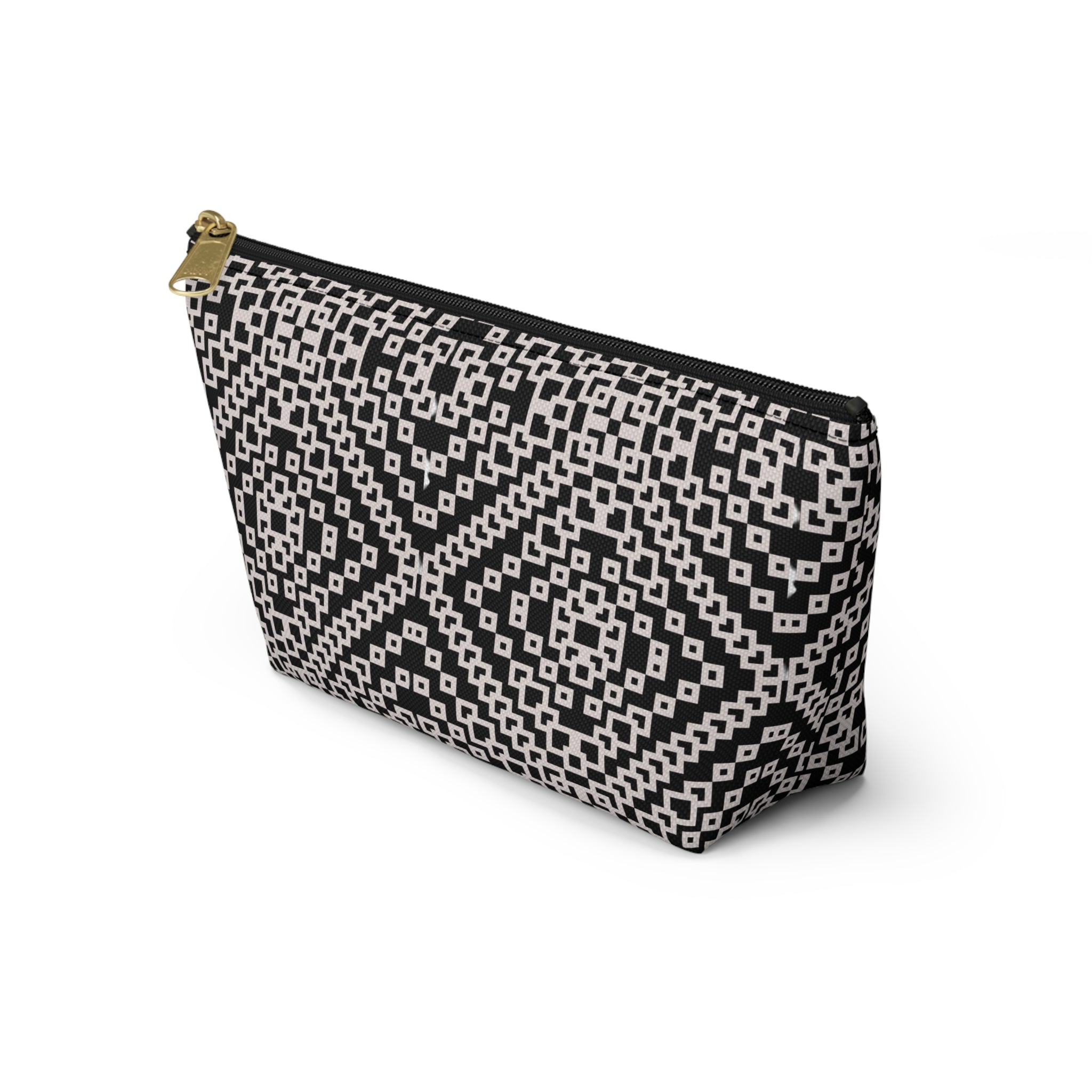 Stylish Geometric Accessory Pouch | Makeup Bag, Travel Organizer, Gift for Her, Chic Storage, Black and White Clutch