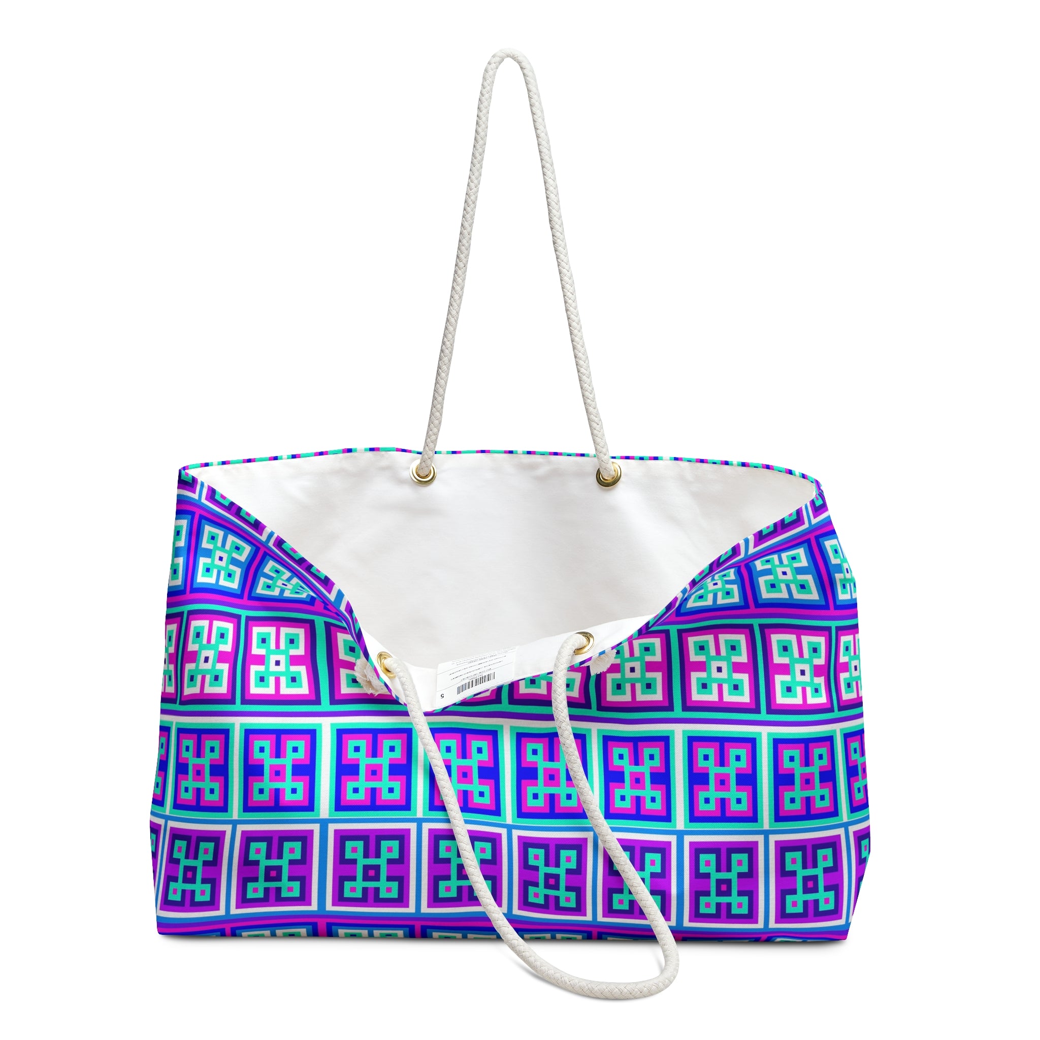 Colorful Geometric Weekender Bag, Travel Bag, Beach Tote, Gym Bag, Overnight Bag, Gift Idea for Vacations