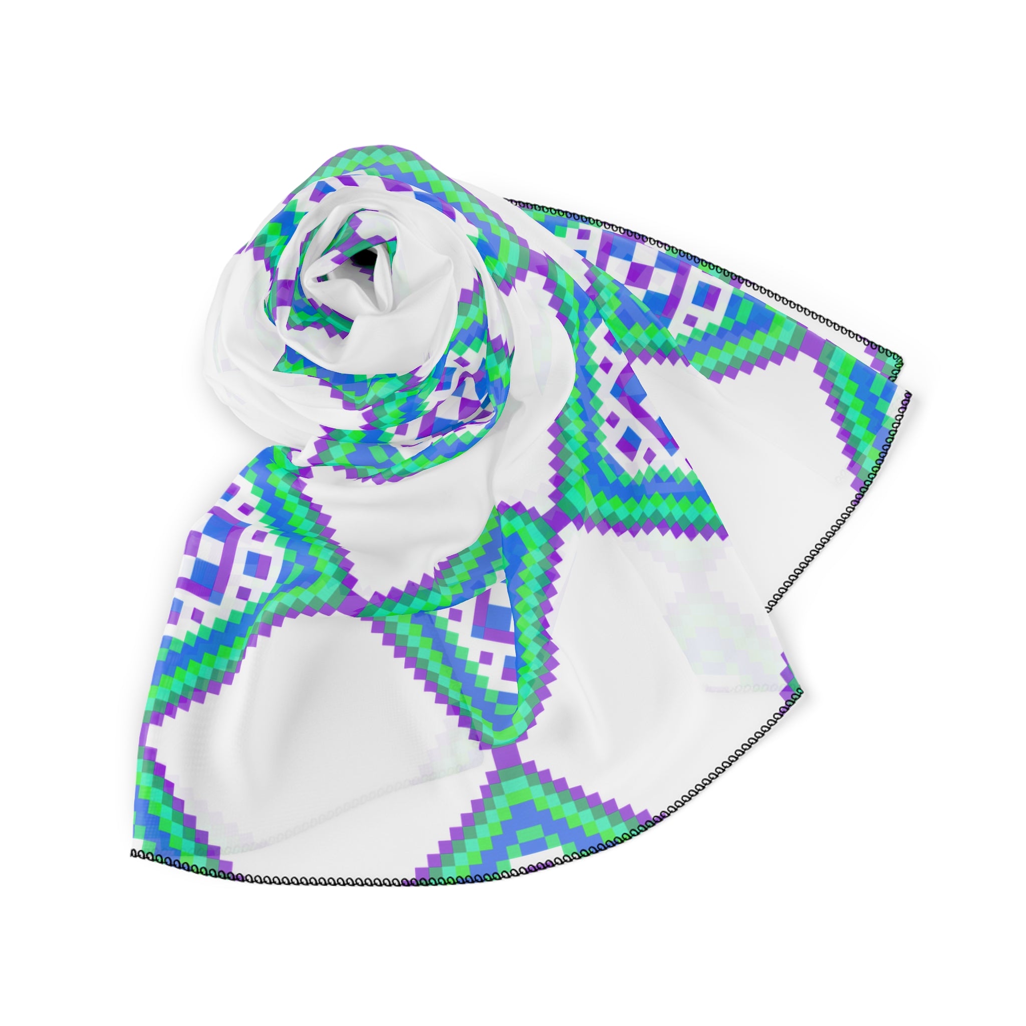 Colorful Geometric Pattern Scarf, Trendy Fashion Accessory, Gift for Her, Bohemian Style, Summer Scarf, Lightweight Neck Wrap