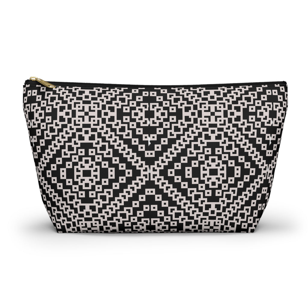 Stylish Geometric Accessory Pouch | Makeup Bag, Travel Organizer, Gift for Her, Chic Storage, Black and White Clutch