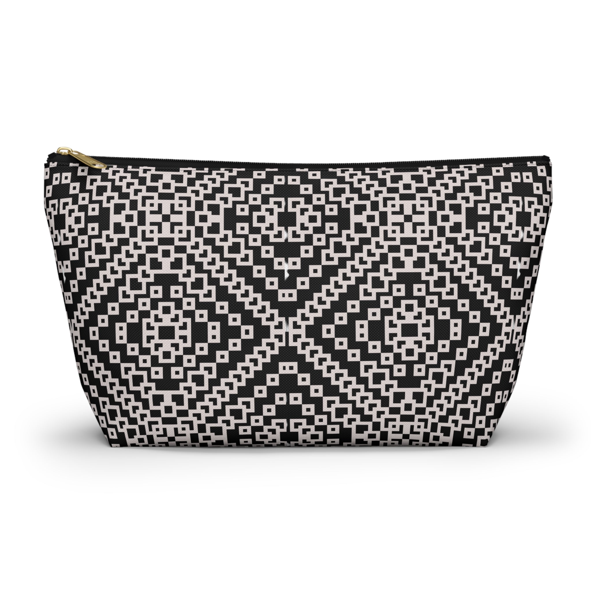 Stylish Geometric Accessory Pouch | Makeup Bag, Travel Organizer, Gift for Her, Chic Storage, Black and White Clutch
