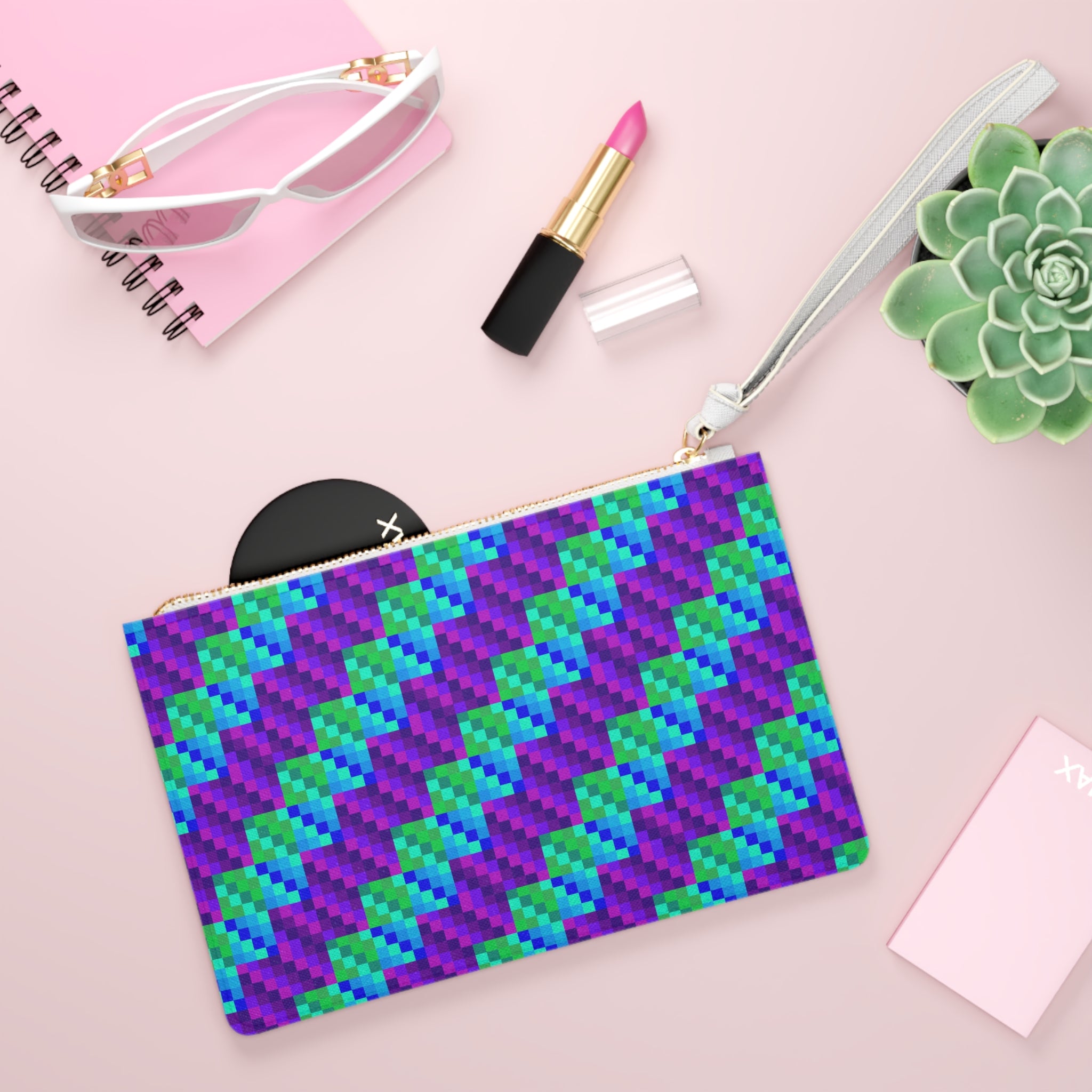 Colorful Pixelated Clutch Bag | Vibrant Accessory for Parties, Travel, Gifts, Festivals, Everyday Use
