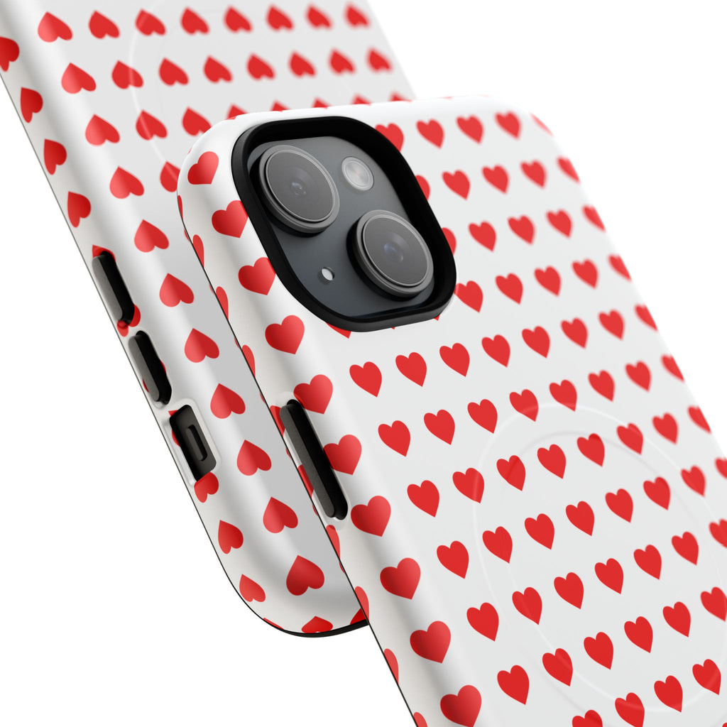 Heart Pattern Phone Case, Tough Magnetic Case, Cute Phone Cover, Valentine Gift, Stylish Accessory