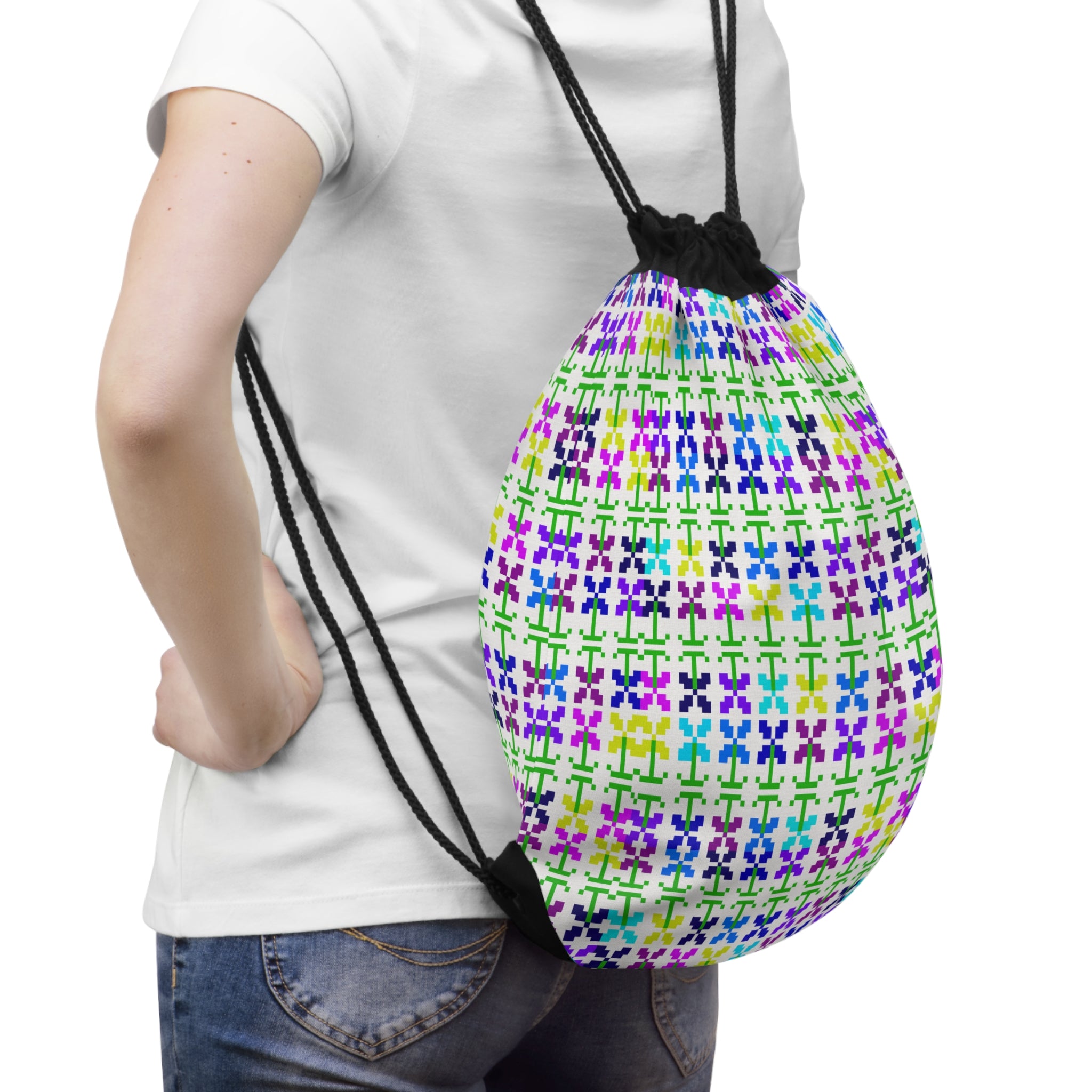 Colorful Pattern Drawstring Bag for Gym, Travel, Beach, School, and Active Lifestyle