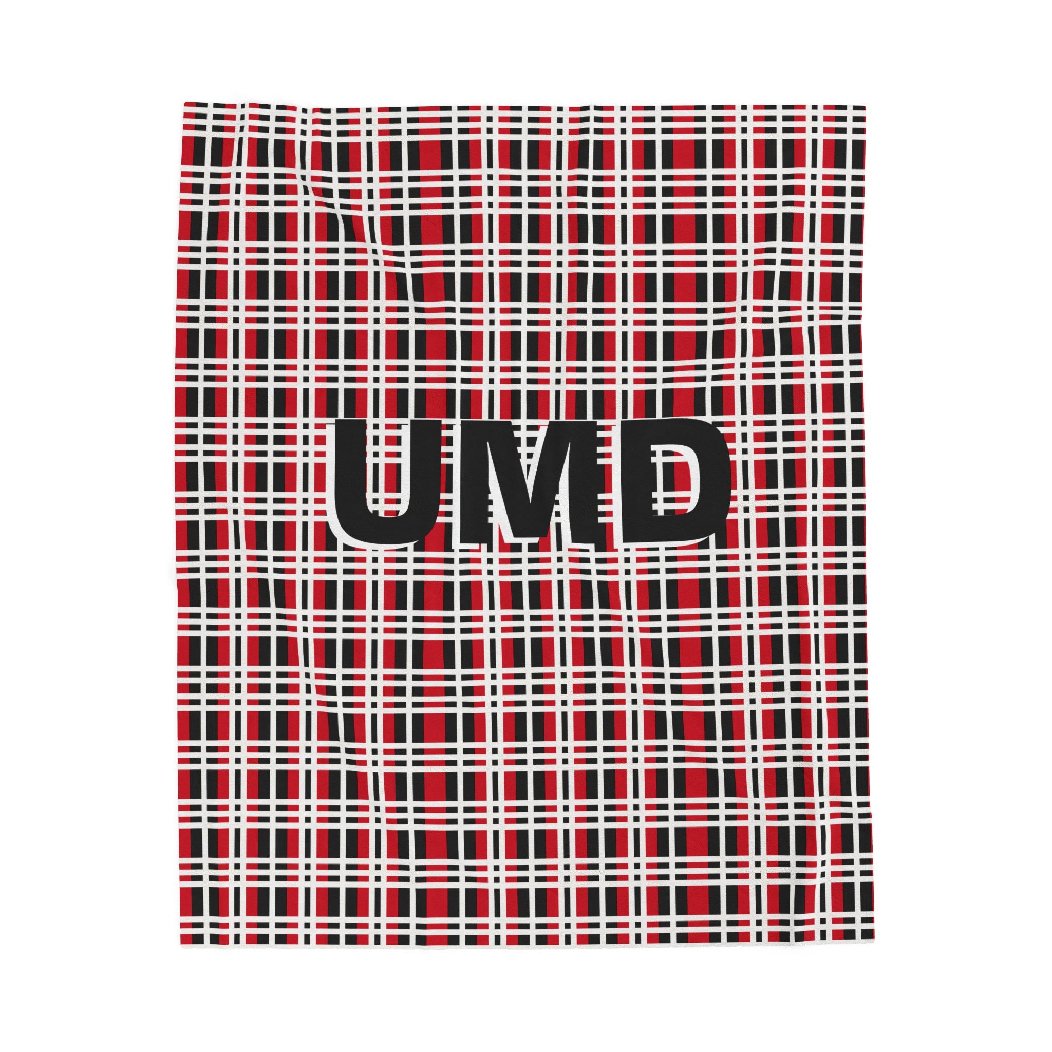 Cozy Personalized Velveteen Plush Blanket, Warm Throw, Soft Home Décor, Perfect Gift for Holidays, UMD Plaid Design