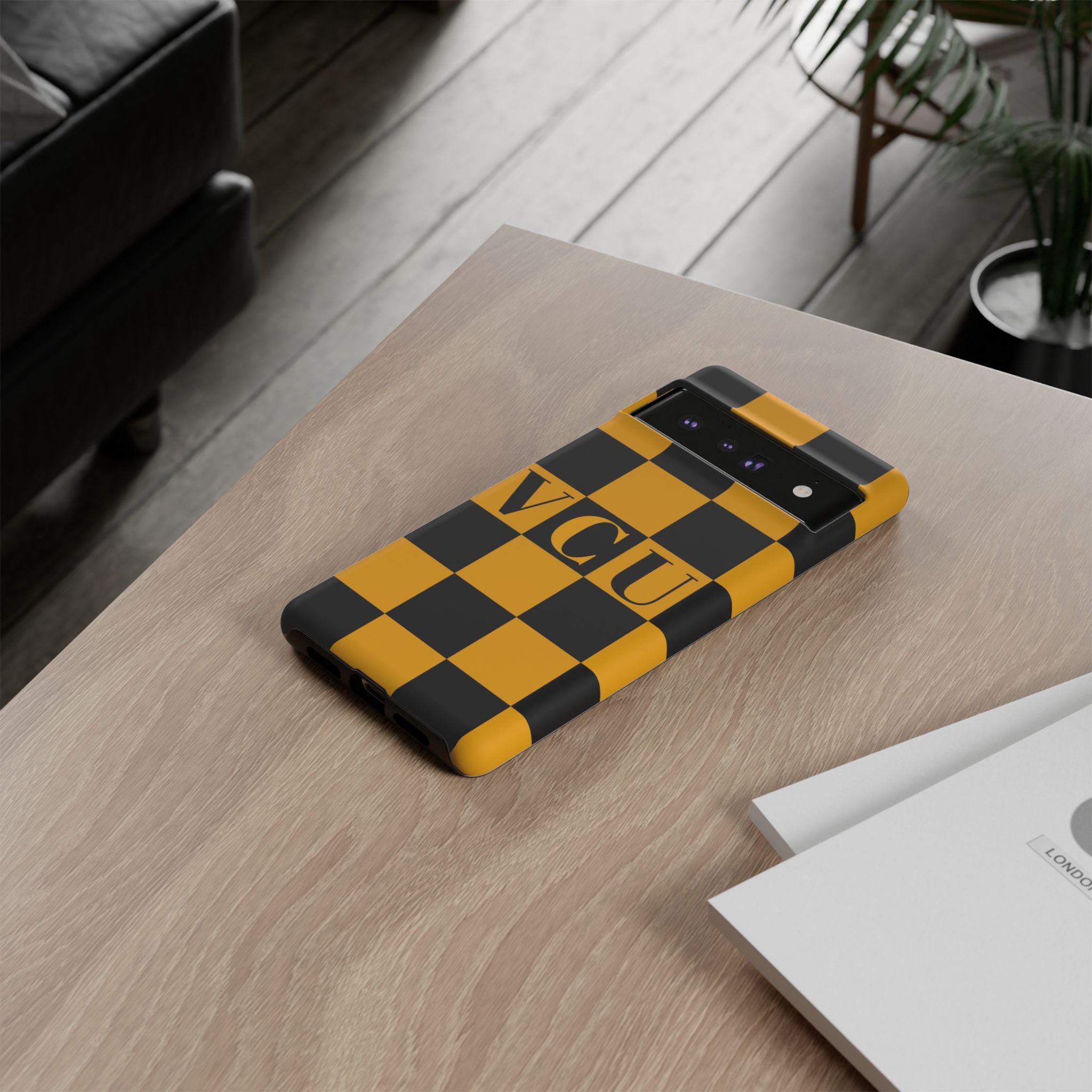 VCU Checkered Phone Case, Tough Cases for VCU Fans, College Student Gear, Sports Team Accessory, Unique Gift Idea