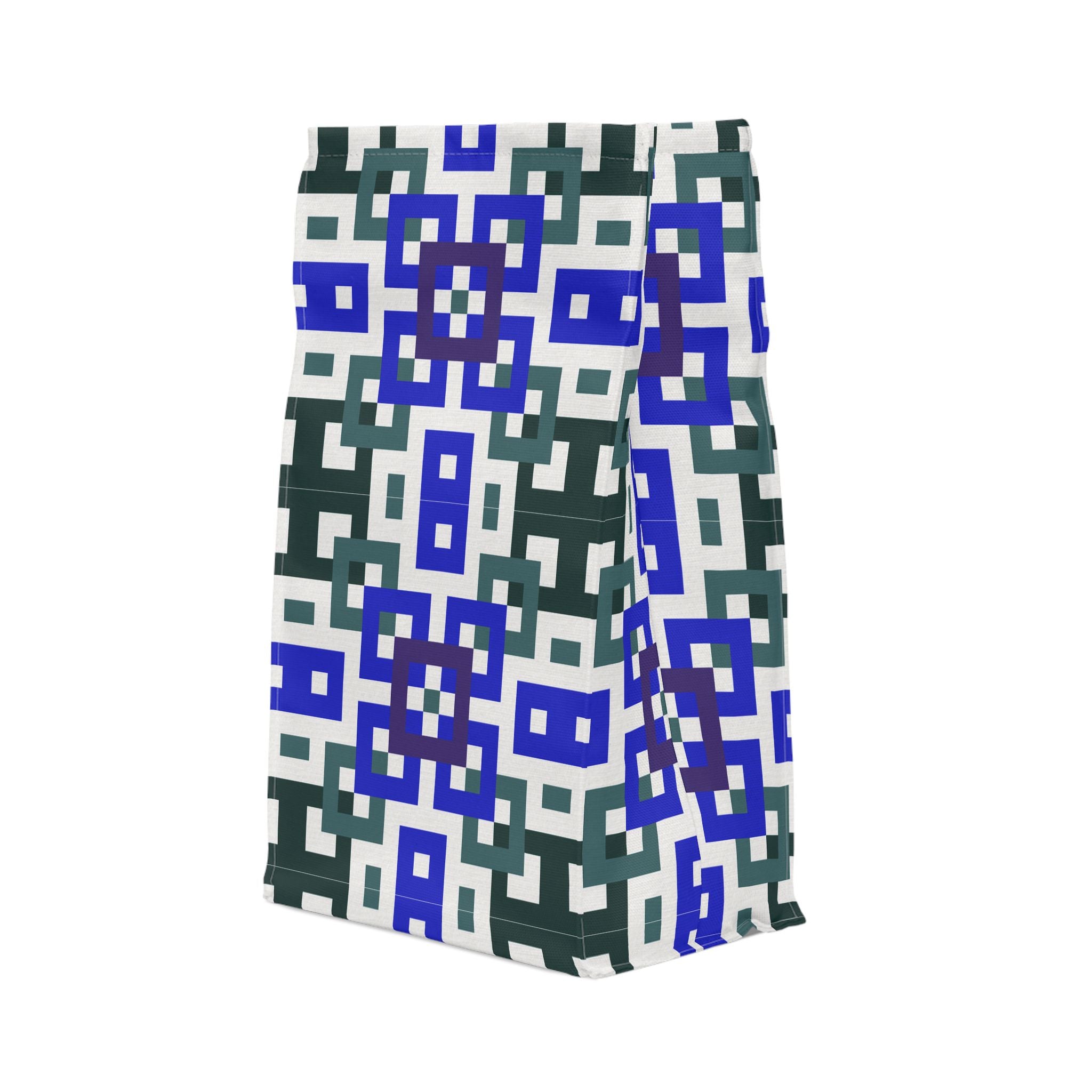 Stylish Polyester Lunch Bag with Modern Geometric Design, Insulated Bag for Work, School, Picnics, Eco-Friendly Cooler, Reusable Lunch Tote