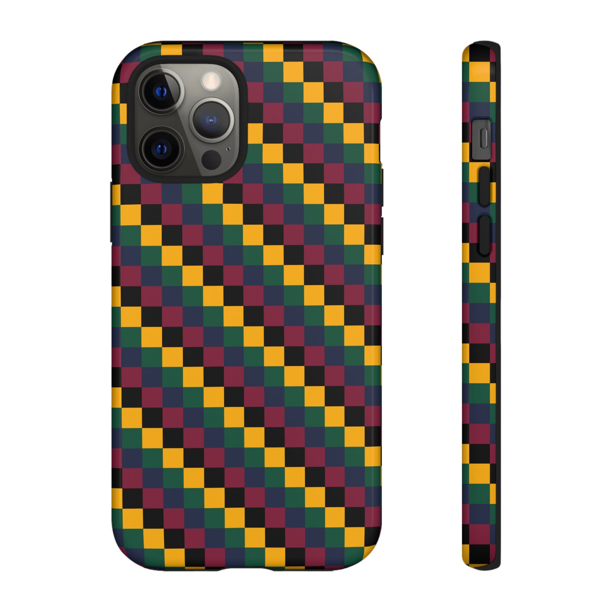 Colorful Checkered Phone Case, Tough Phone Cover, Unique Phone Accessory, Geometric Design, Gift for Tech Lovers, Stylish Protection