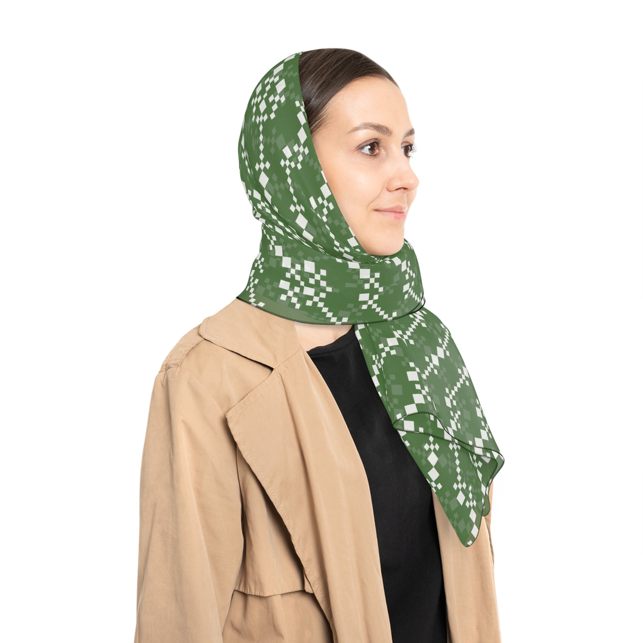 Stylish Poly Scarf, Trendy Green Scarf, Lightweight Fashion Accessory, Gift for Her, Bohemian Chic