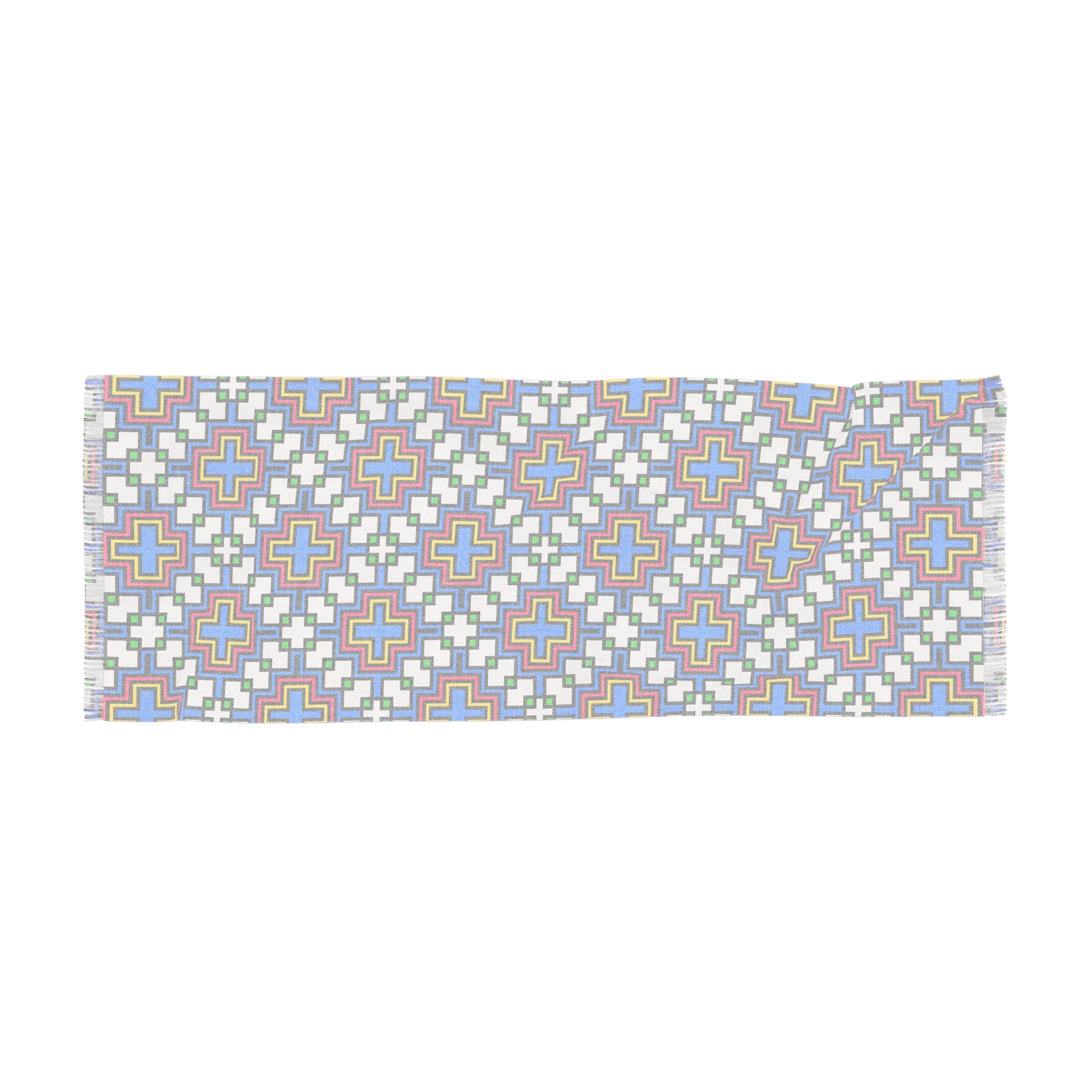 Colorful Geometric Light Scarf, Stylish Wrap for All Seasons, Perfect for Spring/Summer, Boho Chic Accessory, Gift for Her