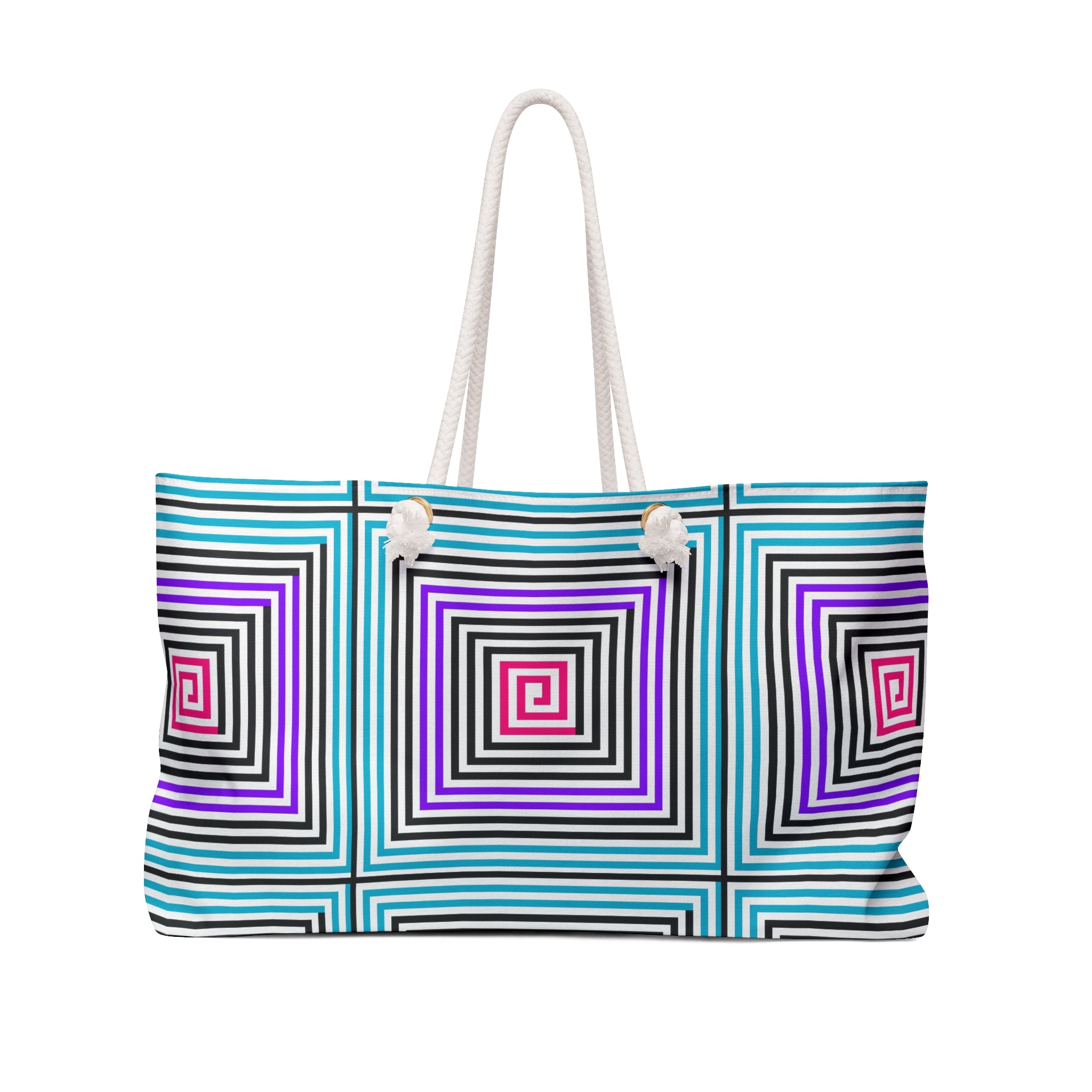 Geometric Pattern Weekender Bag, Travel Tote, Beach Bag, Gym Bag, Stylish Overnight Bag, Vibrant Spa Bag