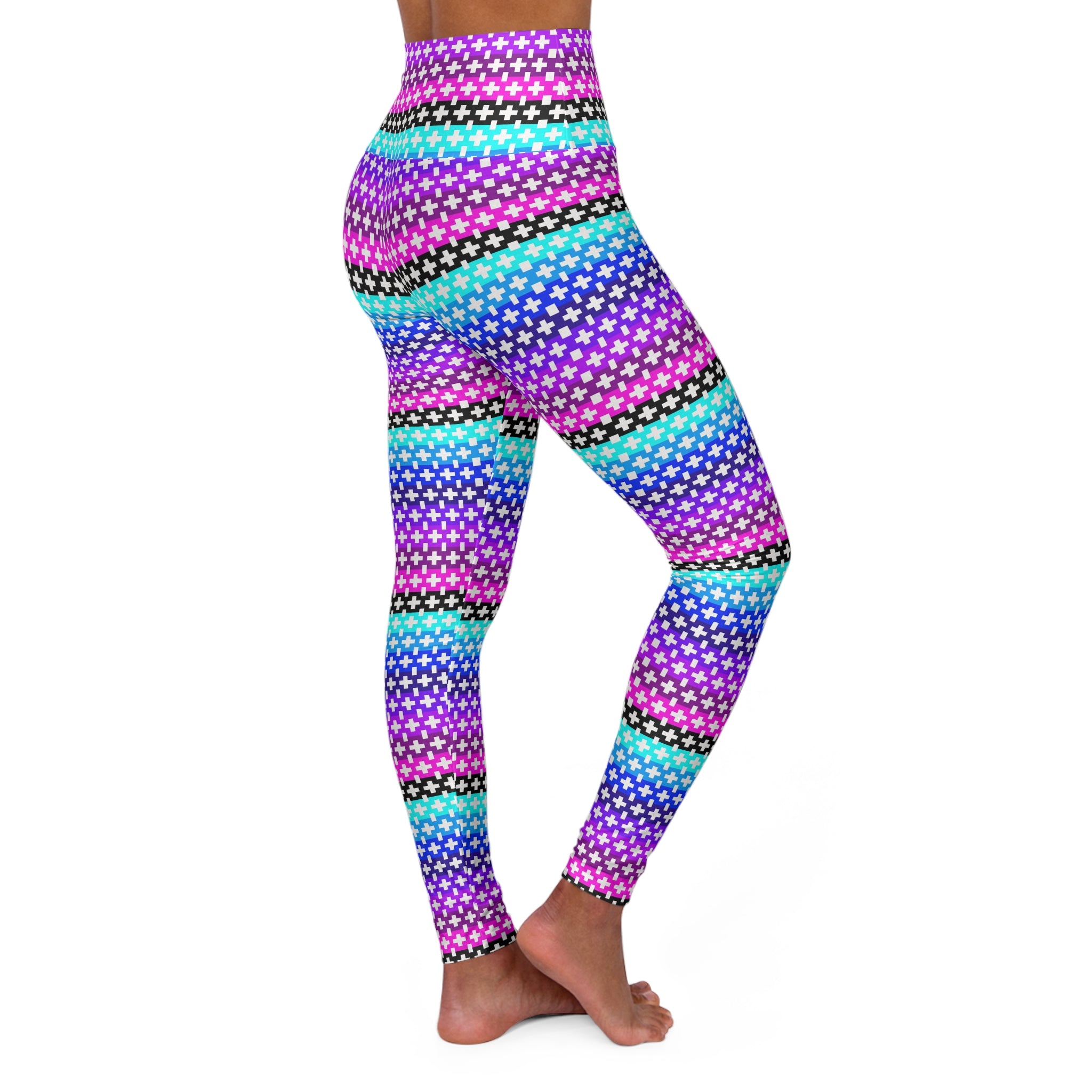 Vibrant High Waisted Yoga Leggings, Colorful Activewear, Exercise Leggings, Stylish Fitness Pants, Dance Workout Gear