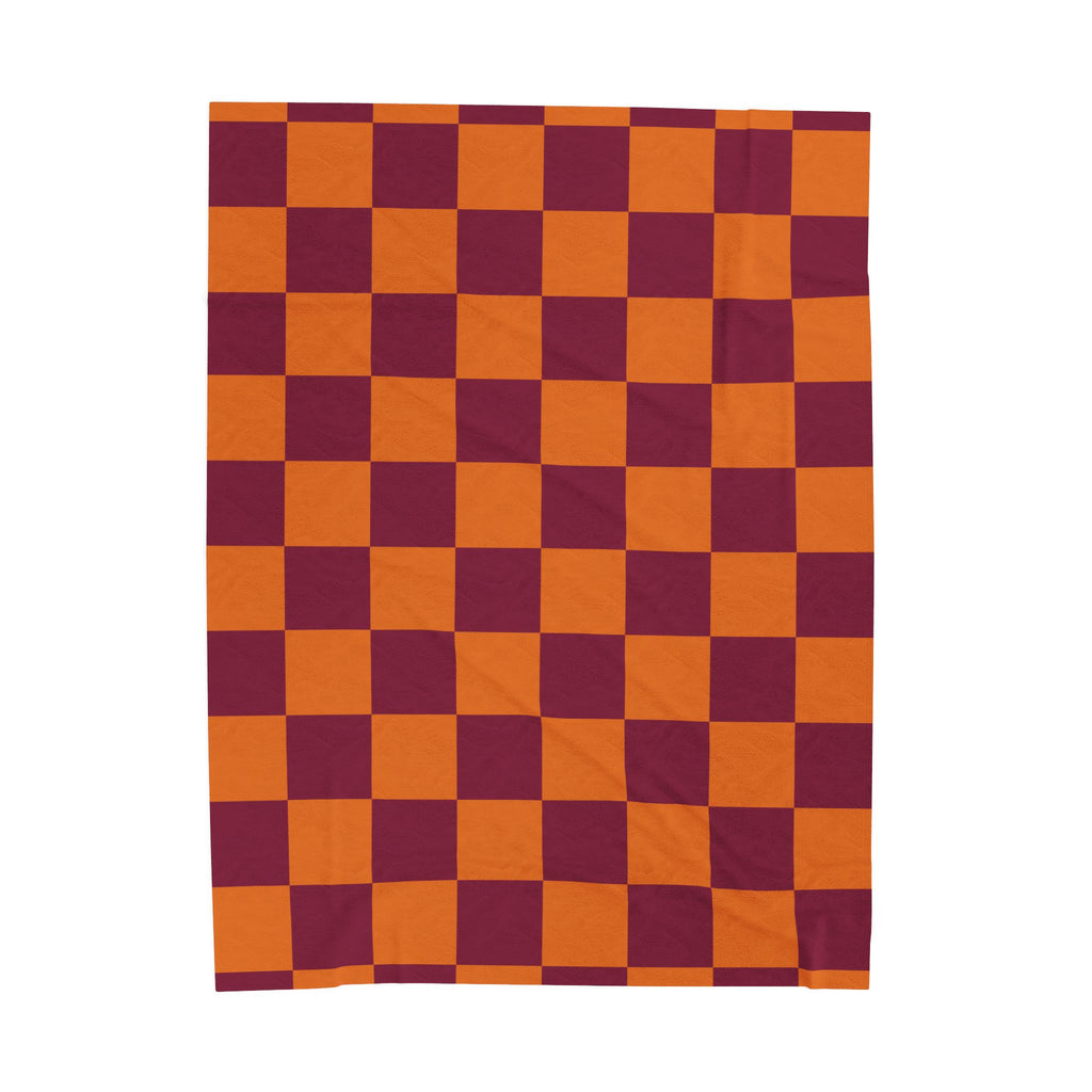 Cozy Velveteen Plush Blanket Featuring Checkerboard Design, Soft Throw, Gift for Home, Fall Decor, Cozy Nights, Special Occasions