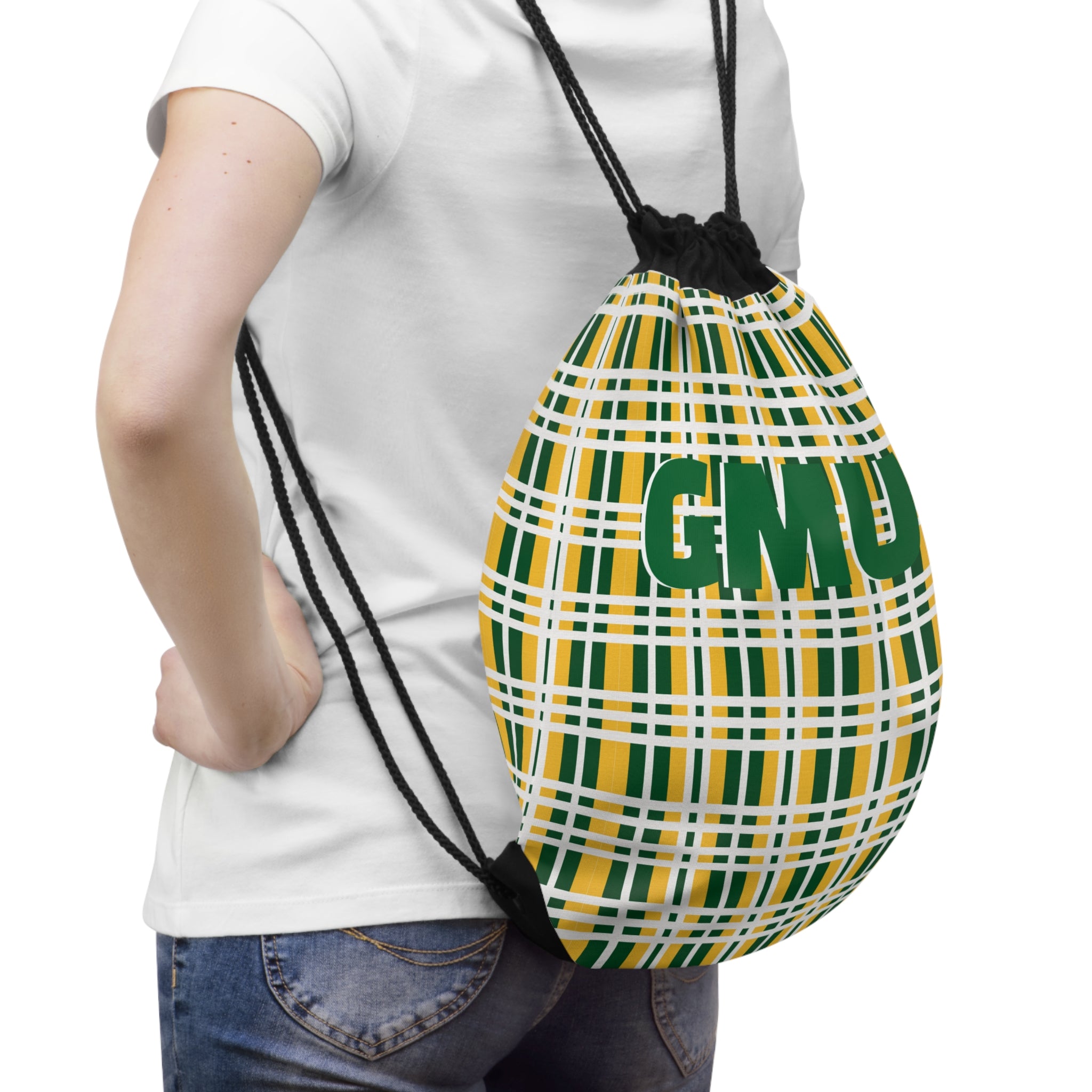 Plaid Drawstring Bag | Casual Tote for Gym, Sports, School, Travel, Outdoor Adventures